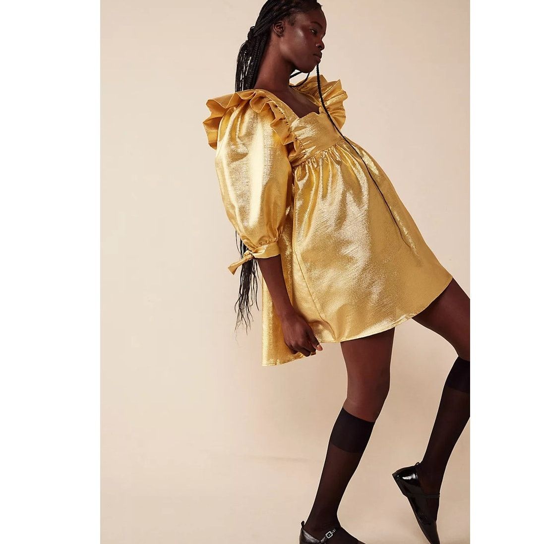 New FREE PEOPLE Selva Negra Atomo Dress $400 X-SMALL Gold