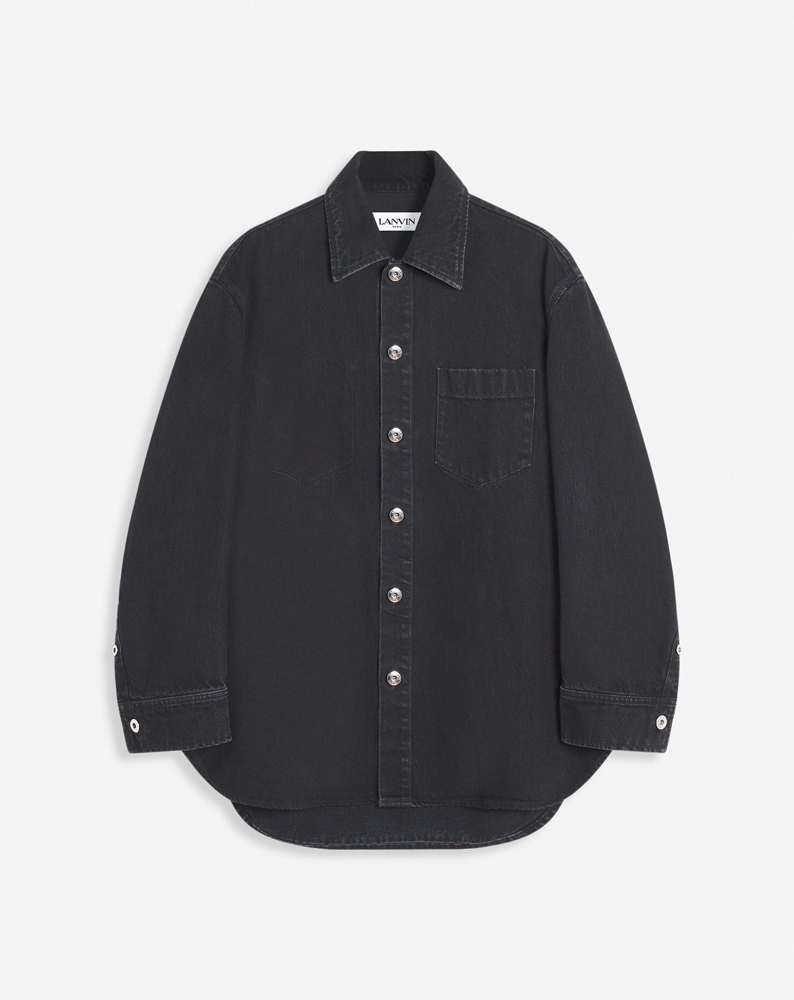 Lanvin o1tko10825 Cocoon Denim Shirt in Washed Black Size US XXL / EU 58 / 5 - 1 Thumbnail