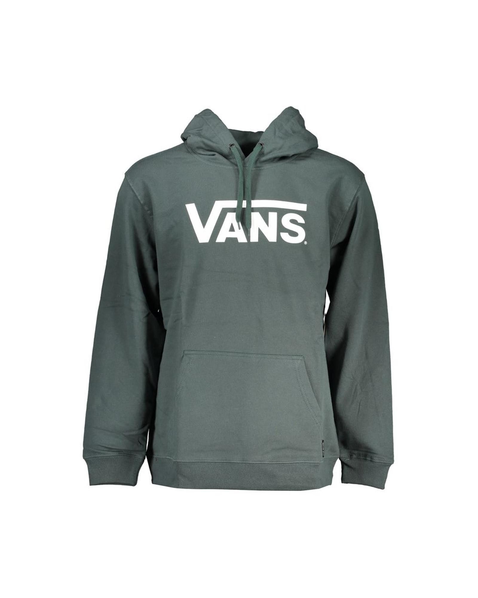 image of Vans Hooded Cotton Sweatshirt With Logo Print in Green, Men's (Size Small)