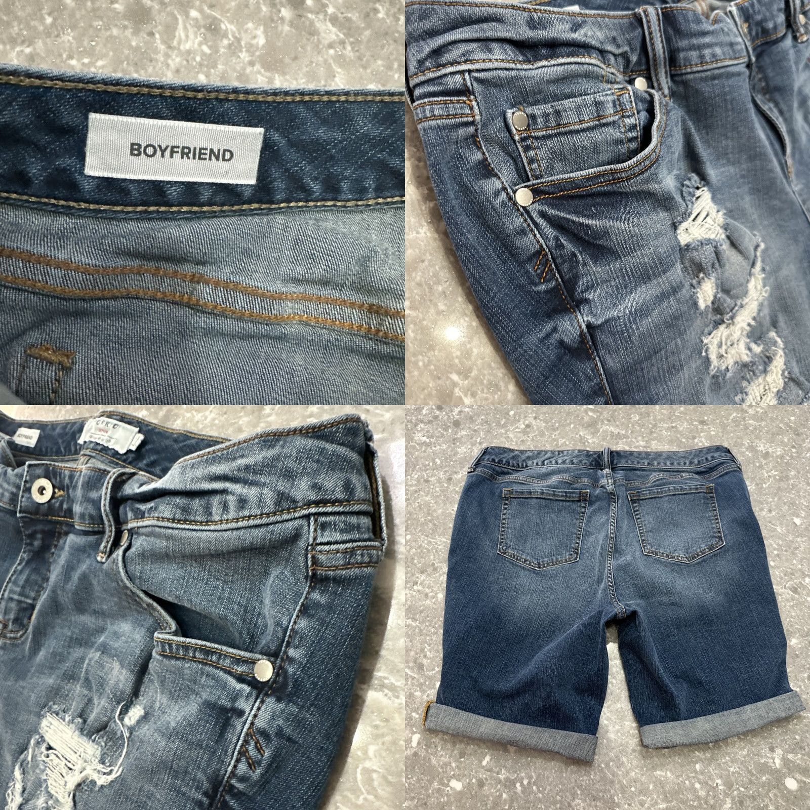 Torrid Torrid Boyfriend Shorts 18 Blue Denim Pockets Ripped Distressed Stretch Plus Size 40" / US 18 - 9 Thumbnail