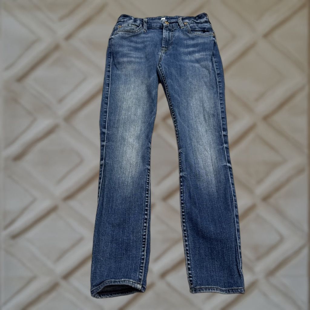 7 For All Mankind VINTAGE None Jeans Womens 24 Blue Low Rise Ankle Skinny Denim Casual Streetwear 90s Girls Size 42" / US 20 - 1 Thumbnail