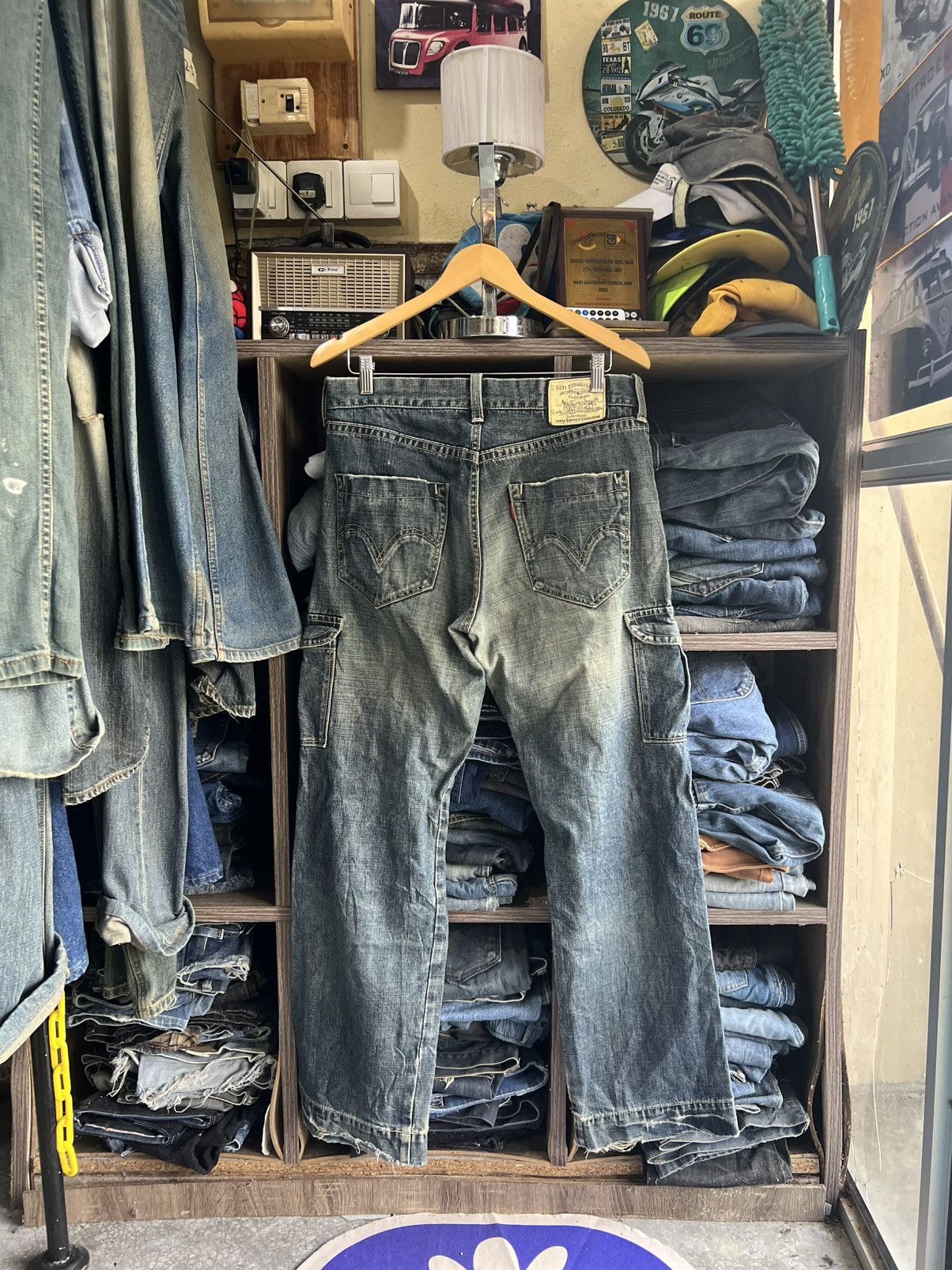 Levi's 🔥Rare Vintage Levis Sanforized Distressed Cargo Denim Size US 34 / EU 50 - 2 Thumbnail