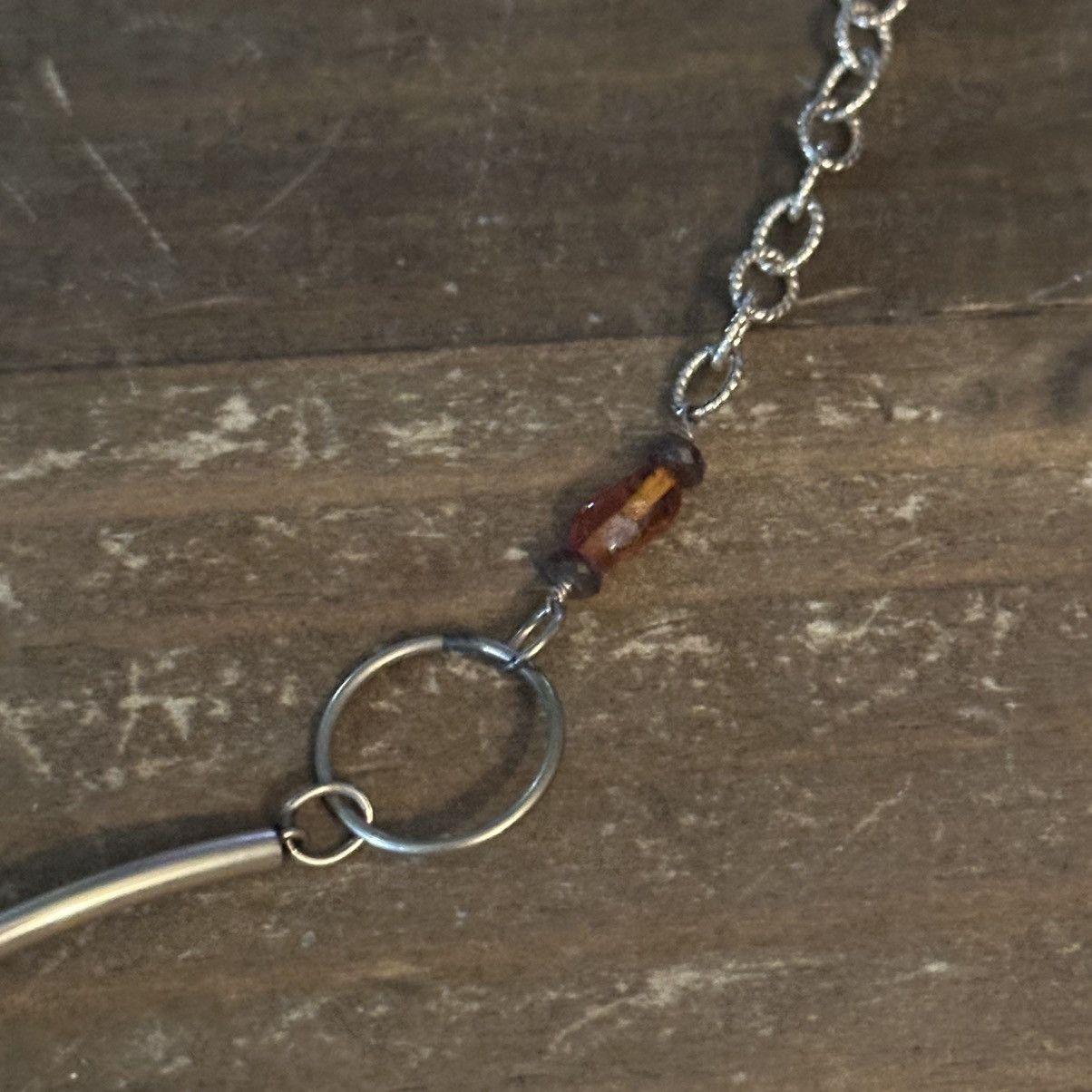 Vintage Vintage gold tone curved bar and station amber bead necklace Size ONE SIZE - 4 Thumbnail