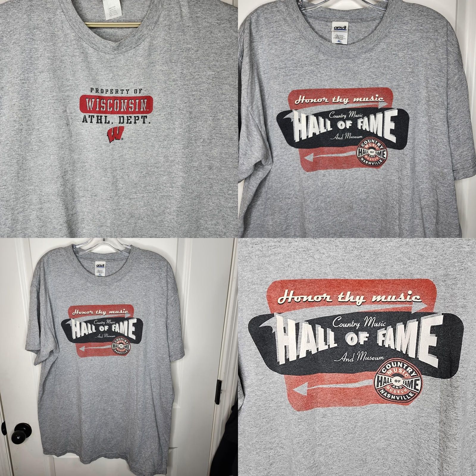 Jansport Wisconsin Badgers Mens XL Gray JanSport Athl Dept Logo Graphic Tee Size US XL / EU 56 / 4 - 8 Thumbnail