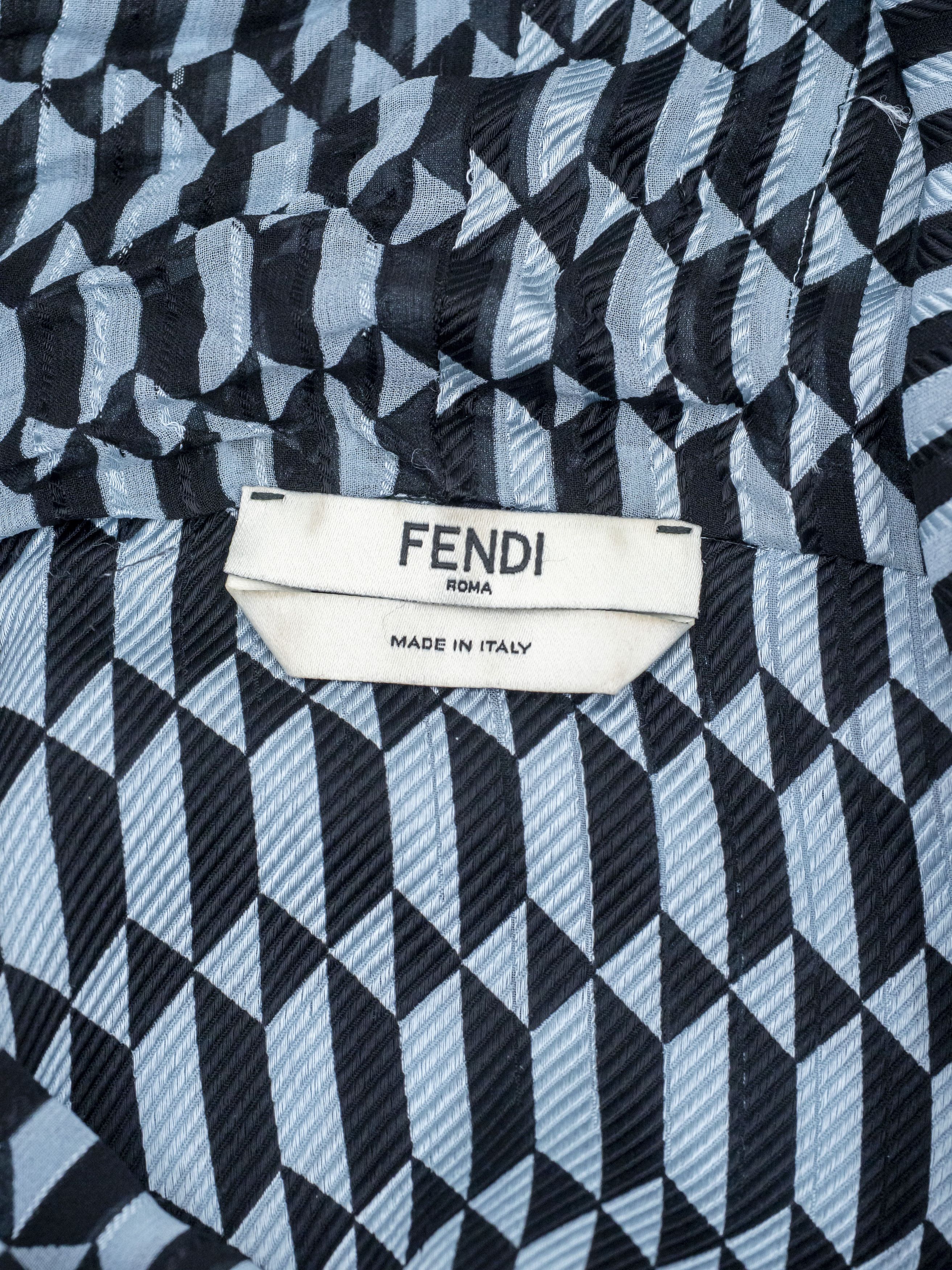 Fendi Fendi Black Grey Geometric Printed Silk Shirt with Neck Wrap Size XS / US 0-2 / IT 36-38 - 5 Thumbnail