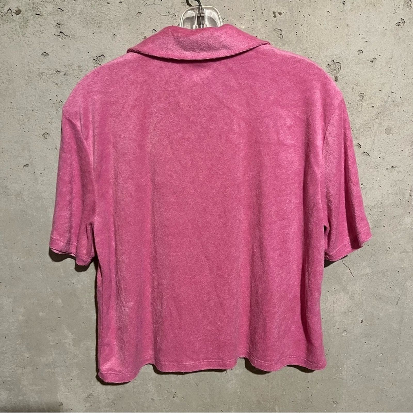 Other Barbie Terry Cloth Button Down Shirt Short Sleeve Pink Size M / US 6-8 / IT 42-44 - 4 Thumbnail