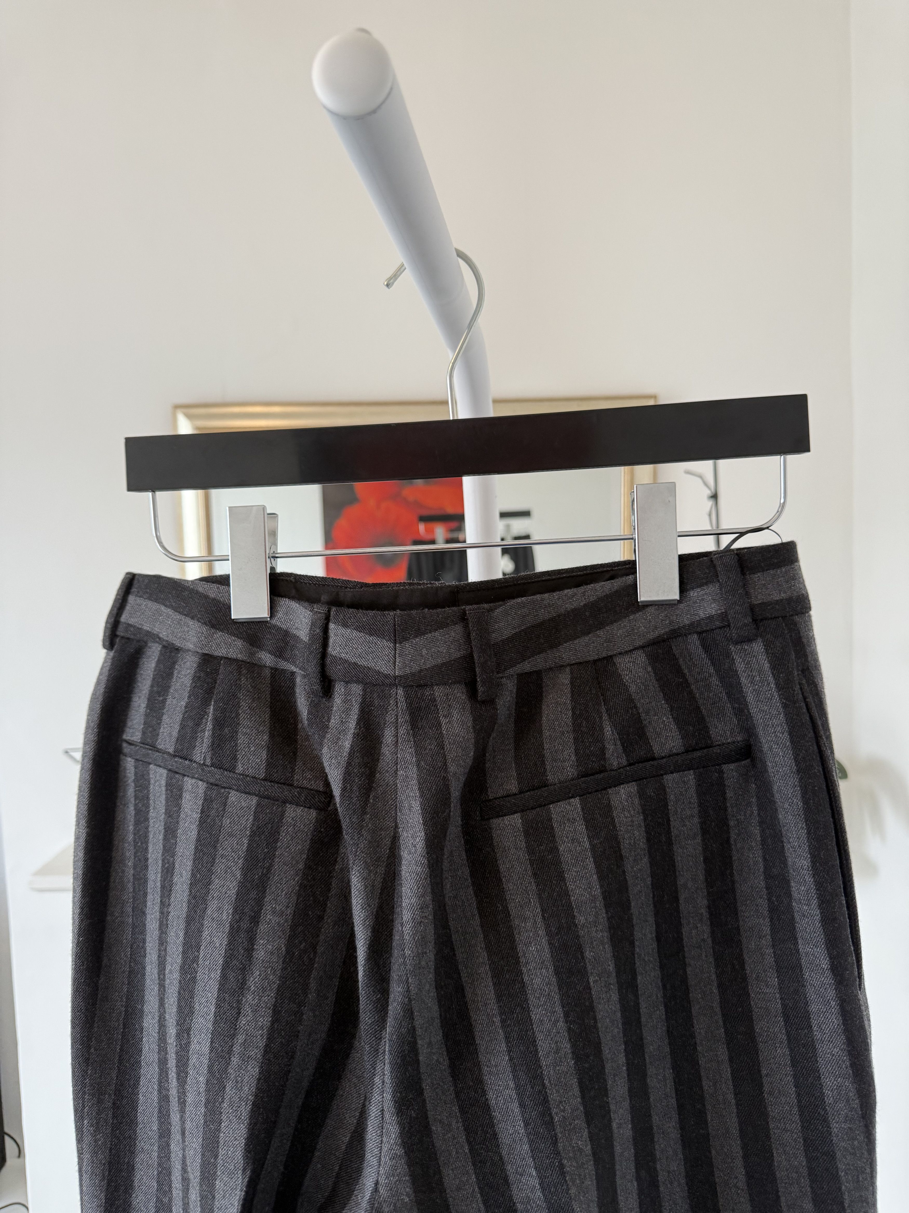 Saint Laurent Paris FW23 Saint Laurent Wool Trousers in Striped Black/Gray Size US 32 / EU 48 - 10 Thumbnail