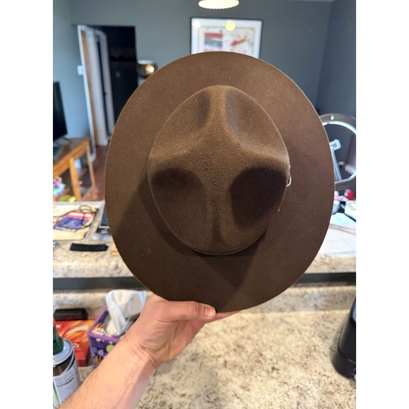 FELT VINTAGE Stratton Self Forming Drill Sergeant Instructor Wool Felt Hat 7 USA Size ONE SIZE - 3 Thumbnail