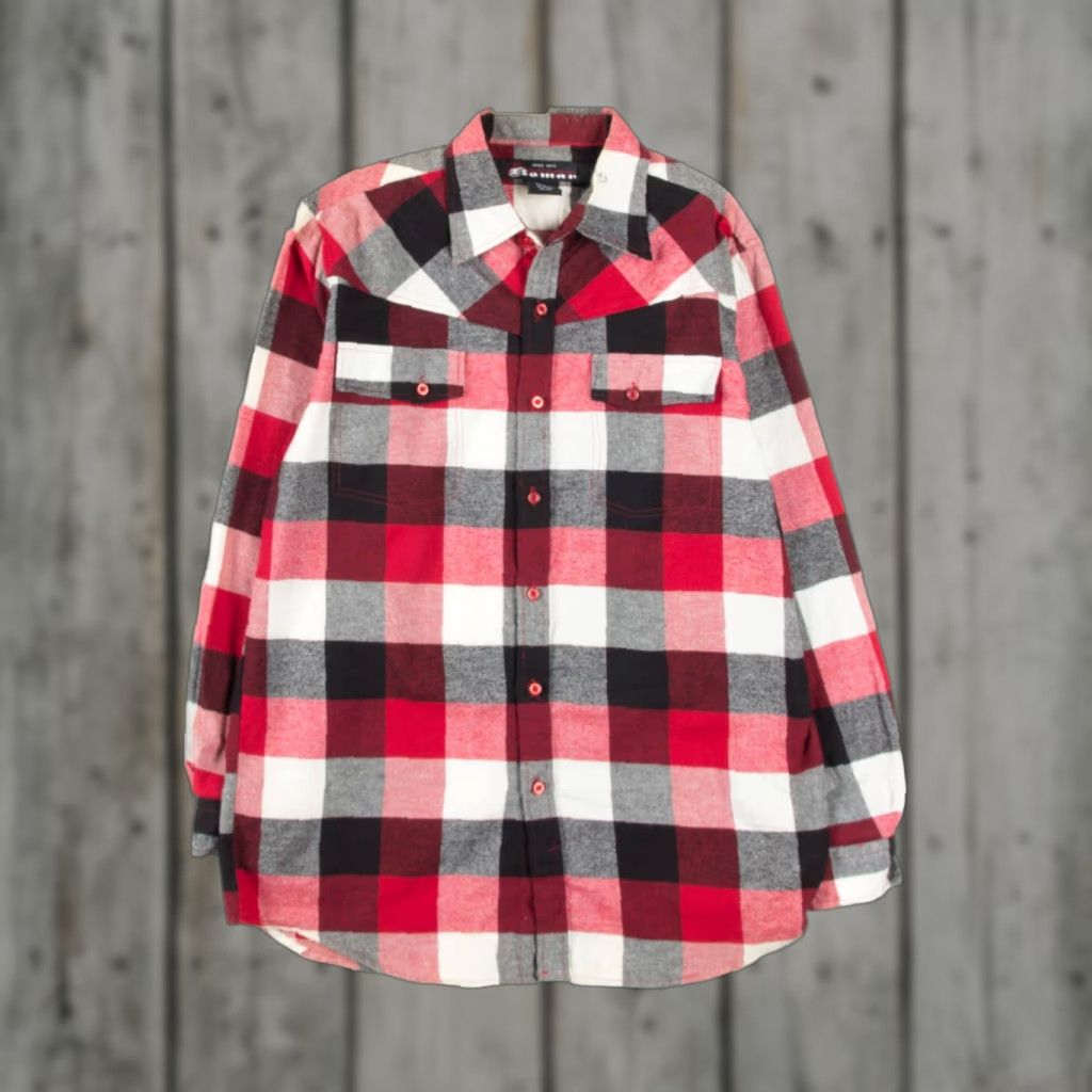 Vintage VINTAGE Roman Flannel Shirt Medium Red Cotton Plaid Checkered Long Sleeve Mens Size US M / EU 48-50 / 2 - 1 Thumbnail