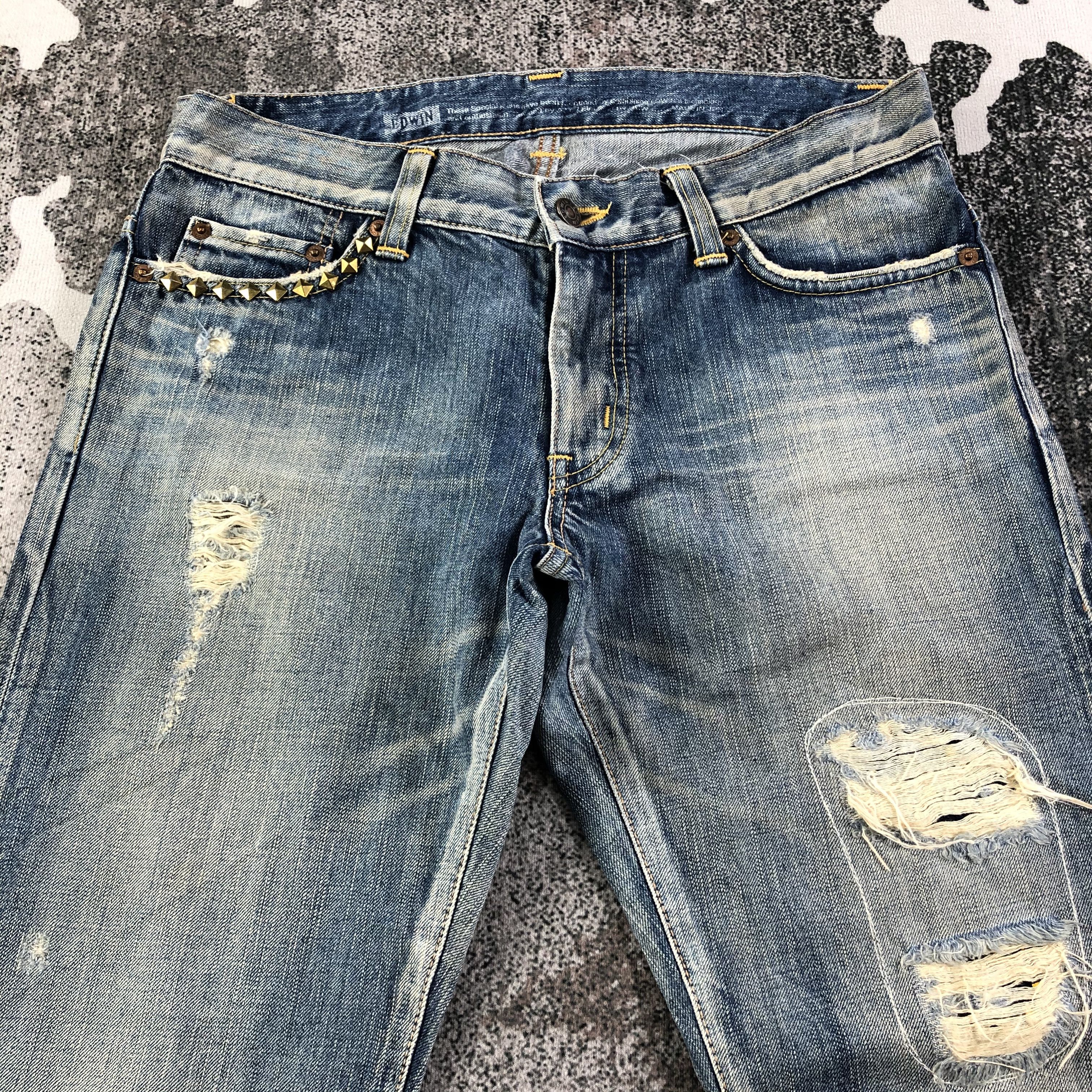 Edwin Vintage Edwin Jeans Distressed Spike Denim KJ1770 Size US 31 - 3 Thumbnail