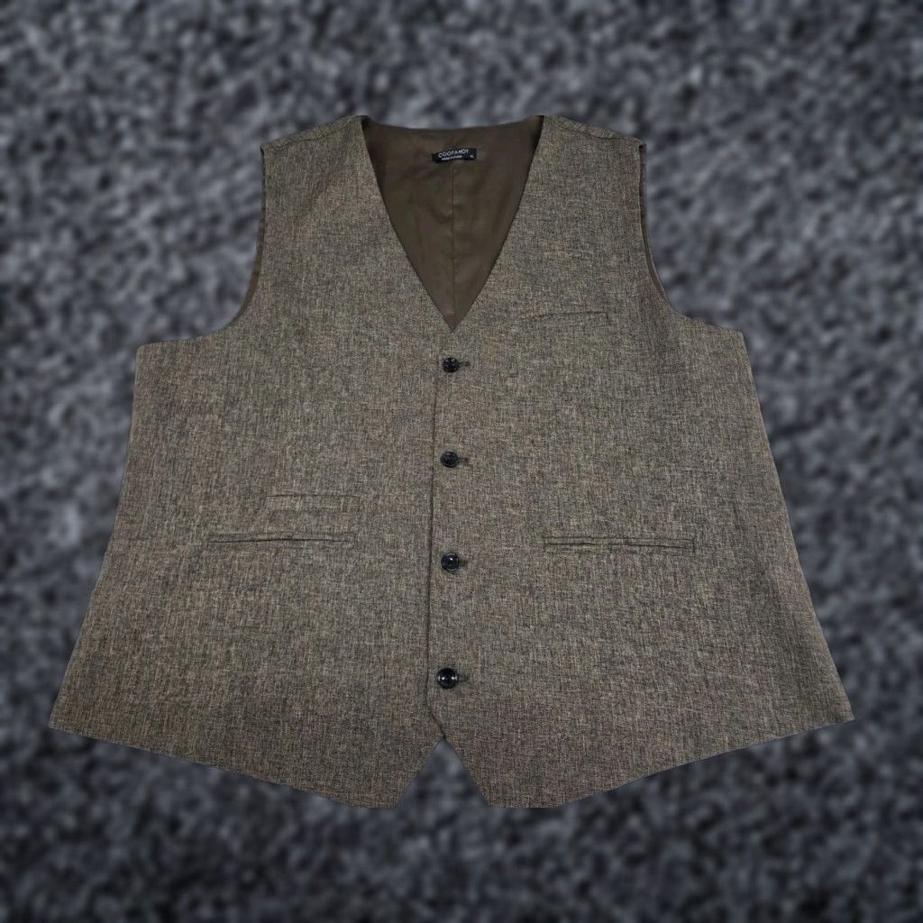 Vintage Coofandy Vest Mens Brown XL Short Polyester Knit Embroidered Pockets Button Solid Classic Size US XL / EU 56 / 4 - 1 Thumbnail