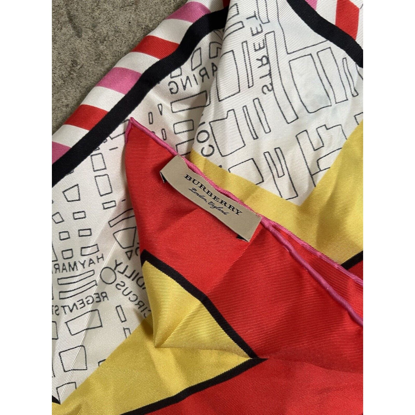 Burberry Burberry Women Scarf 100% Silk NWT Multicolor London Printed Size ONE SIZE - 6 Thumbnail