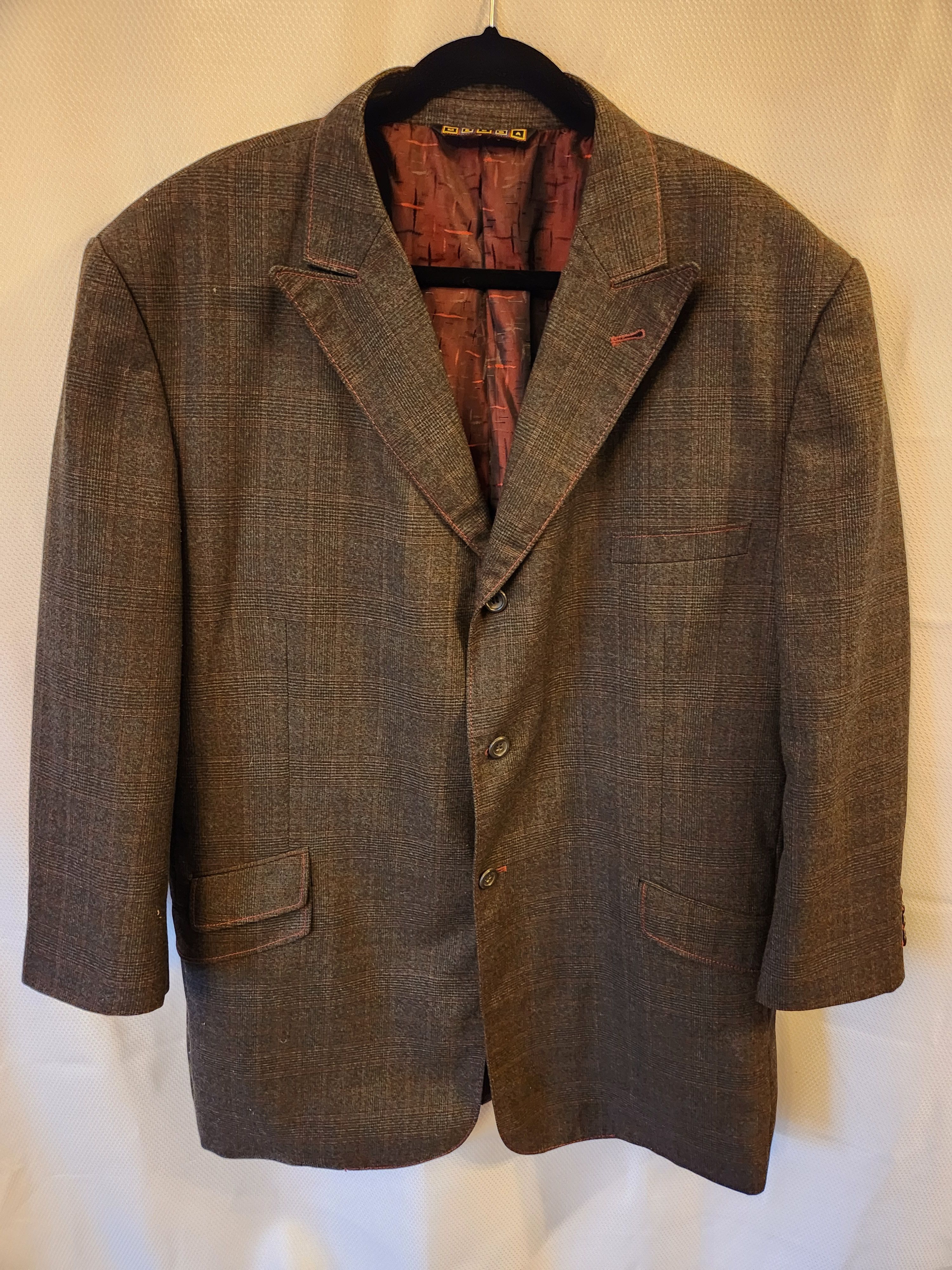 Mecca Vintage Men's 100% Wool Glen Plaid Car Coat Size US XL / EU 56 / 4 - 1 Thumbnail
