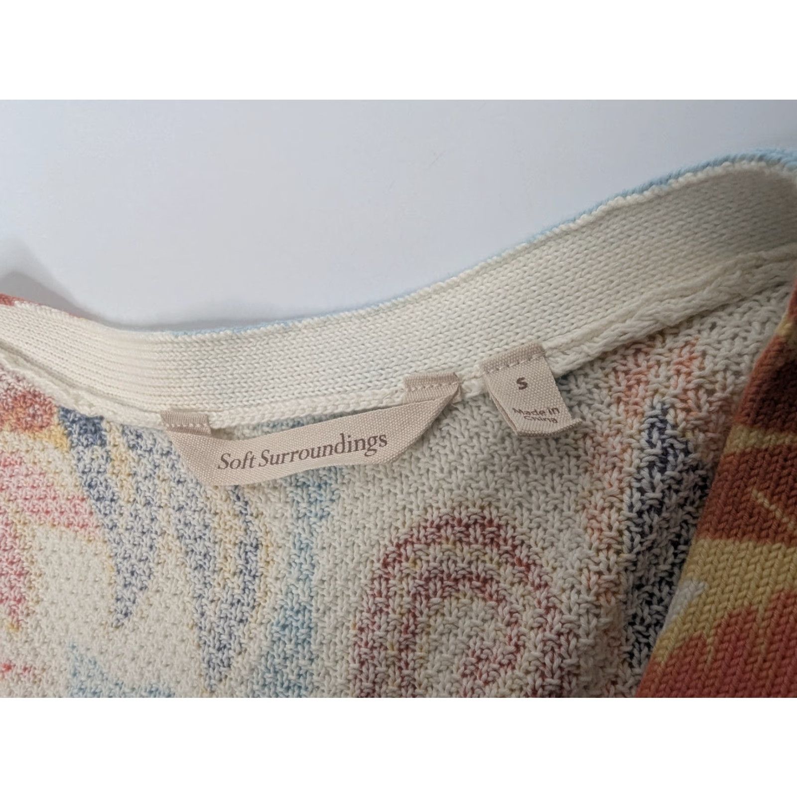 Soft Surroundings Soft Surroundings Cardigan Sweater Womens S Ivory Floral Beach Open-Knit V-Neck Lightweight 100% Cotton Paisley 2GE07 Size S / US 4 / IT 40 - 7 Thumbnail
