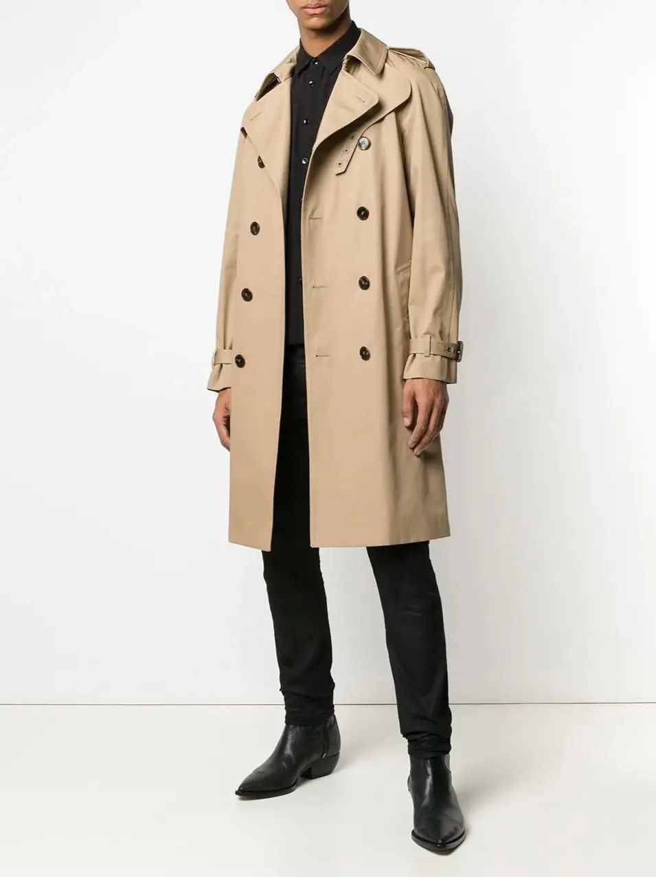 Saint Laurent Paris o1loc1c0225 337872 Trench Coat in Gabardine in Beige Size US XXL / EU 58 / 5 - 4 Thumbnail
