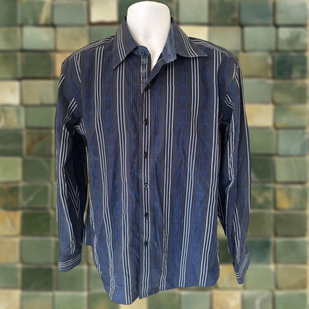 Robert Graham Robert Graham Striped Button Shirt Men's 2XL Yellow Iridescent Flip Cuff Dress Casual Shirt Button-Up Size US XXL / EU 58 / 5 - 1 Thumbnail