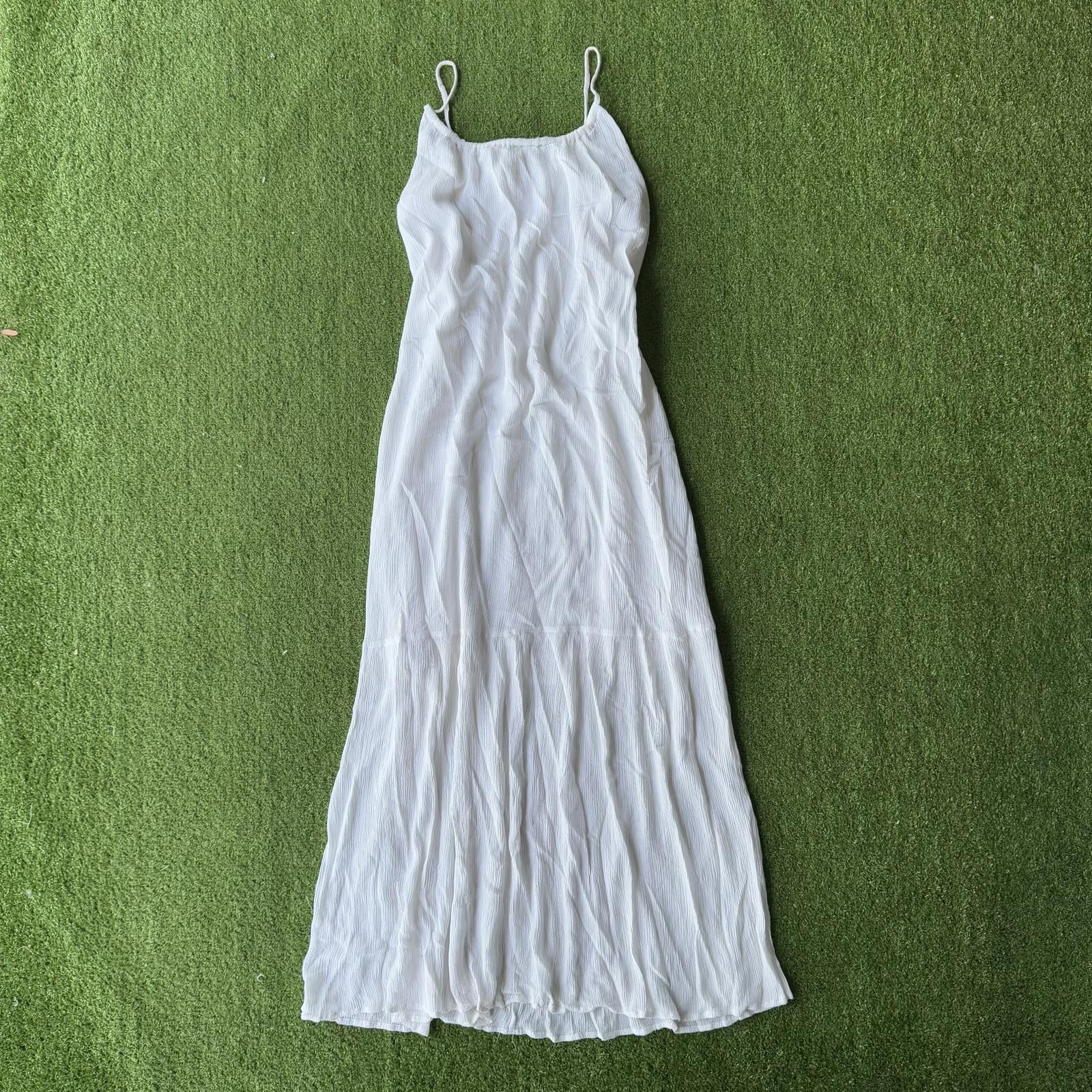 Designer Elegant White Maxi Dress with gold stripes Size ONE SIZE - 1 Thumbnail