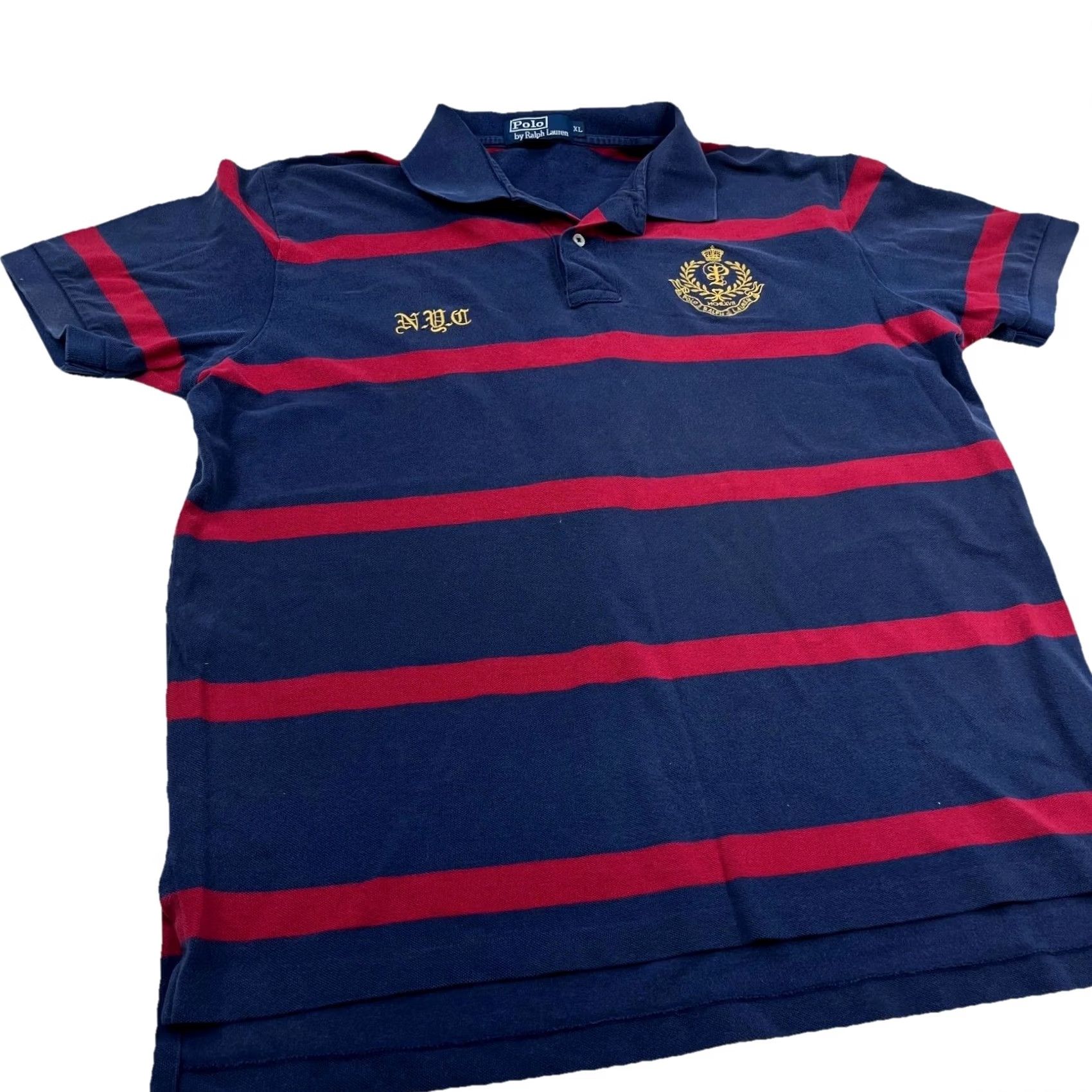 Polo Ralph Lauren VINTAGE Polo Ralph Lauren Shirt Men XL Blue Red Striped Rugby Gold NYC Crest Y2K Size US XL / EU 56 / 4 - 5 Thumbnail