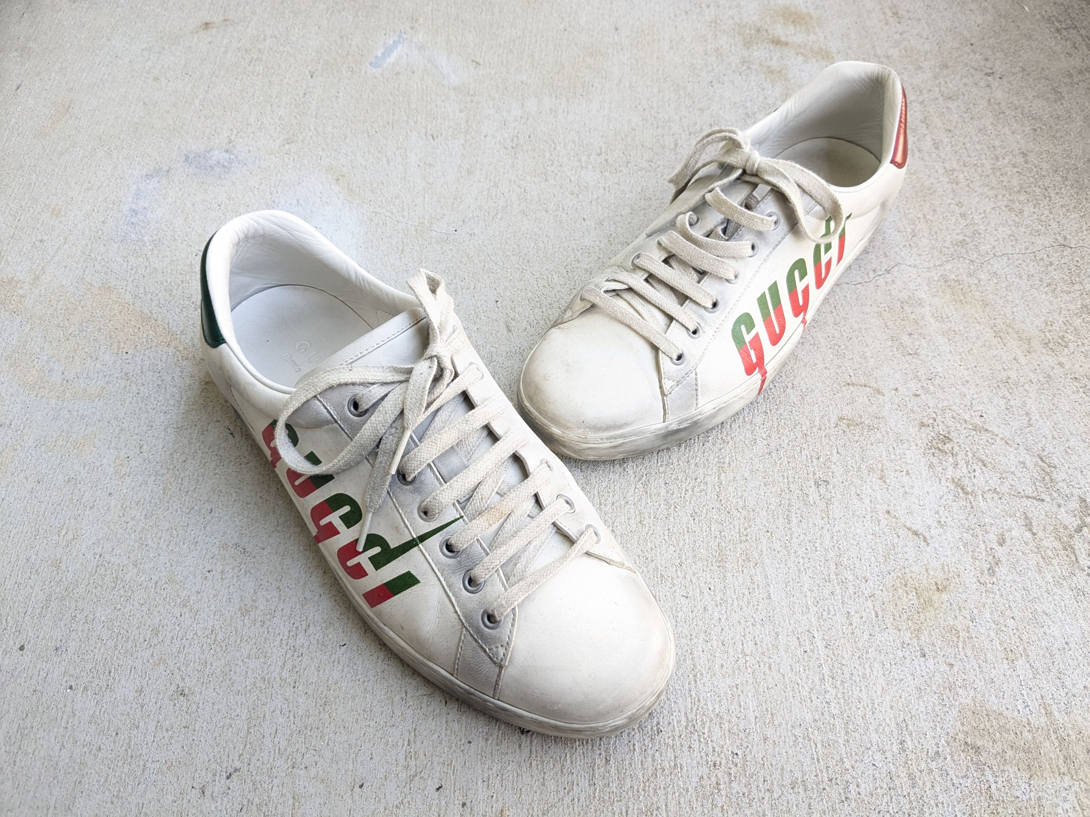 Gucci Gucci Ace Sneakers White 11 Distressed Low Tops Leather Size US 11 / EU 44 - 3 Thumbnail
