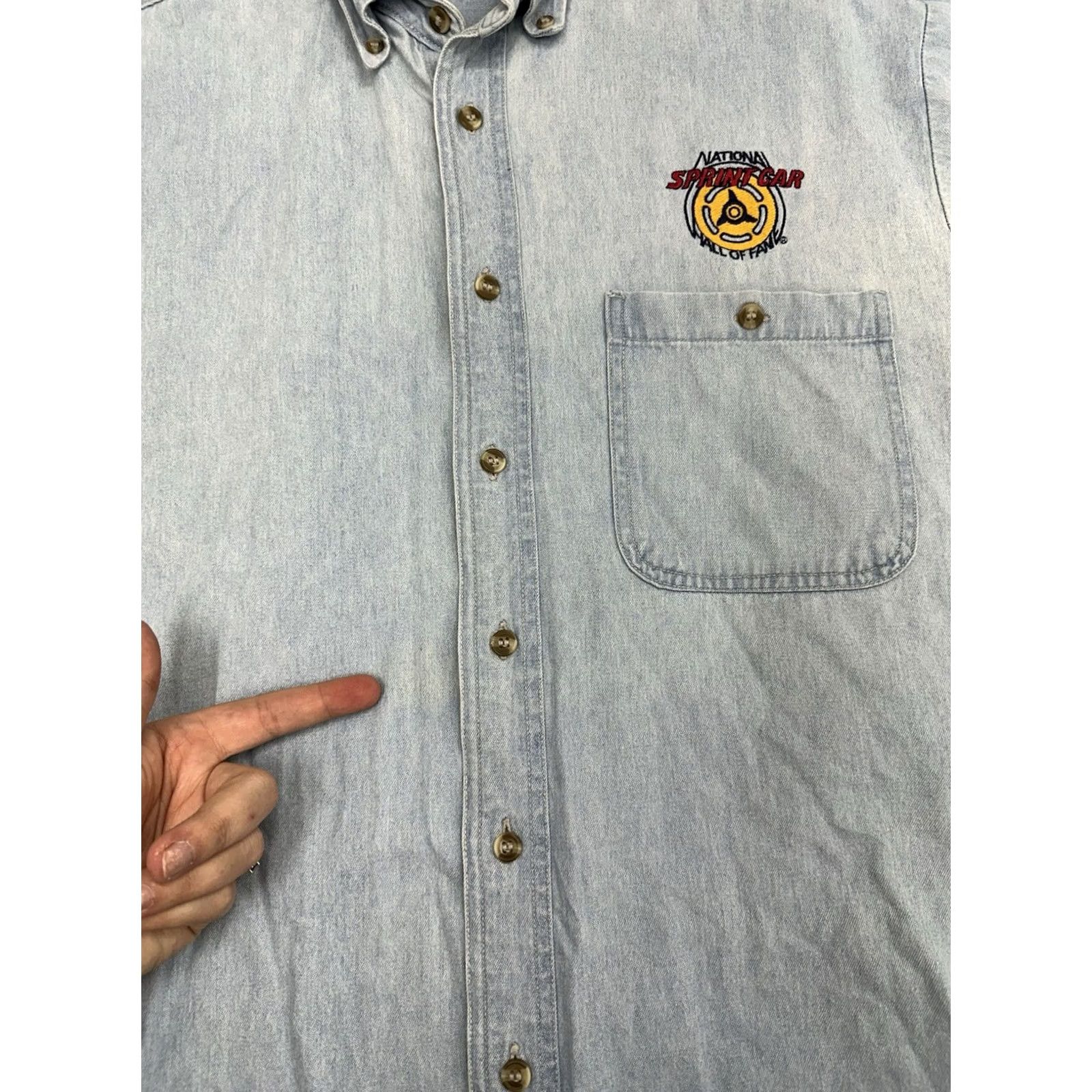 Vintage LA Loving Mens Shirt Button-Up Short Sleeve Medium Blue Cotton Knit 80s 90s Cars Classic Vintage Shirts Mens Size US M / EU 48-50 / 2 - 4 Thumbnail