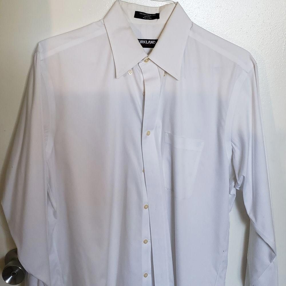 Kirkland Signature CT1059a Men's White Kirkland Shirt 16-34 Size 38R - 1 Thumbnail