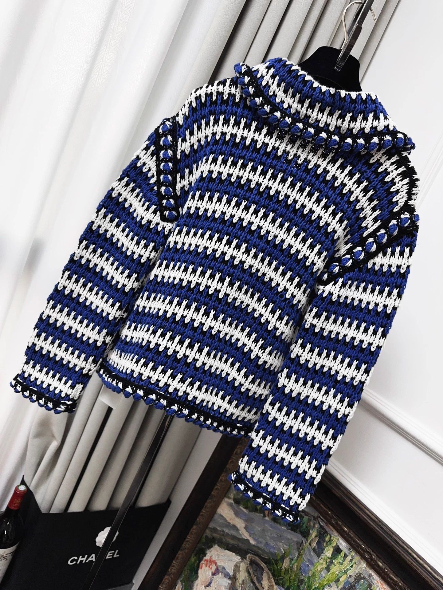 Chanel Chanel 21C Blue-White Stripe Knit Collared Chen Weiting 34 Size XS / US 0-2 / IT 36-38 - 2 Thumbnail