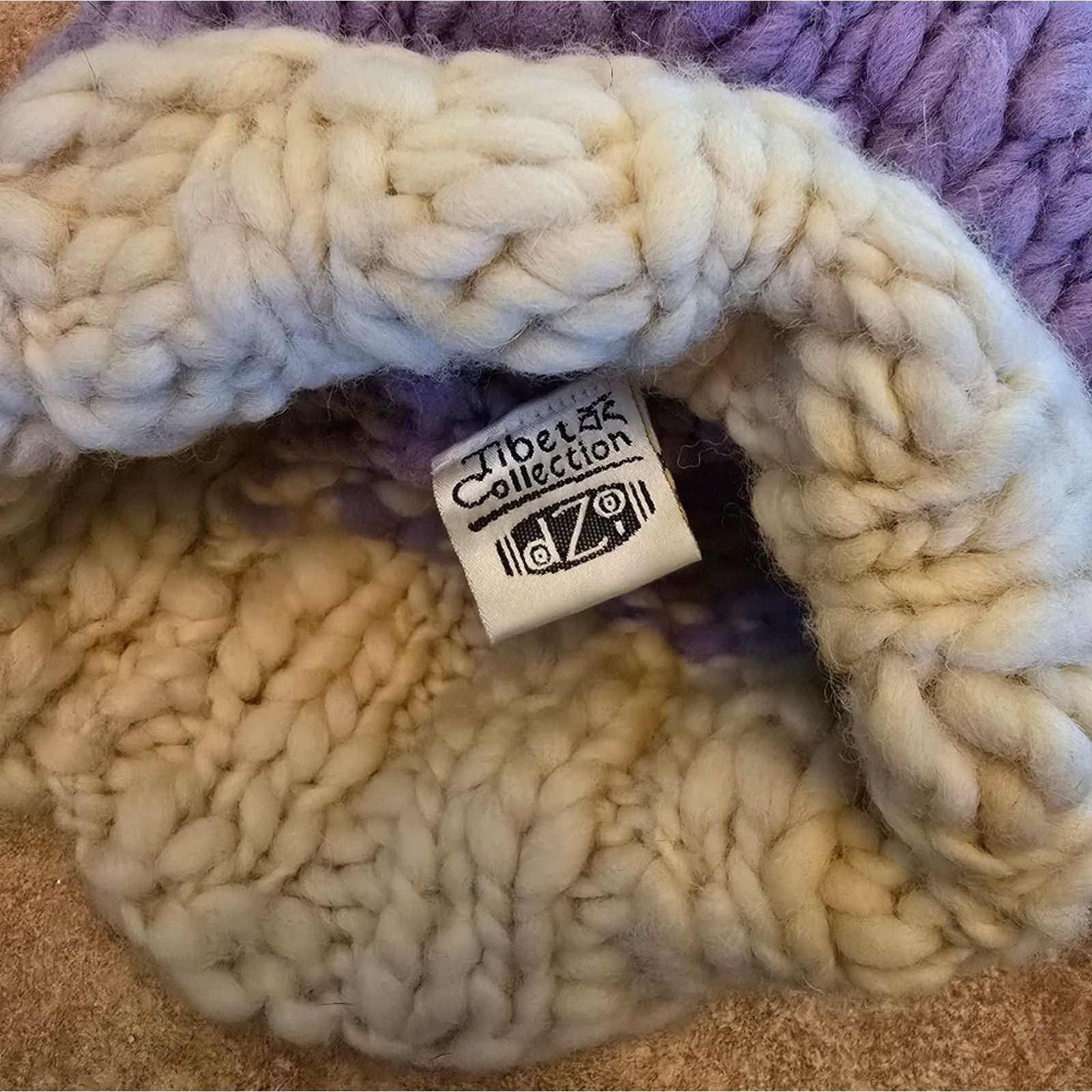 Other Purple Cream | DZI | Winter Wool Beanie Size ONE SIZE - 4 Thumbnail