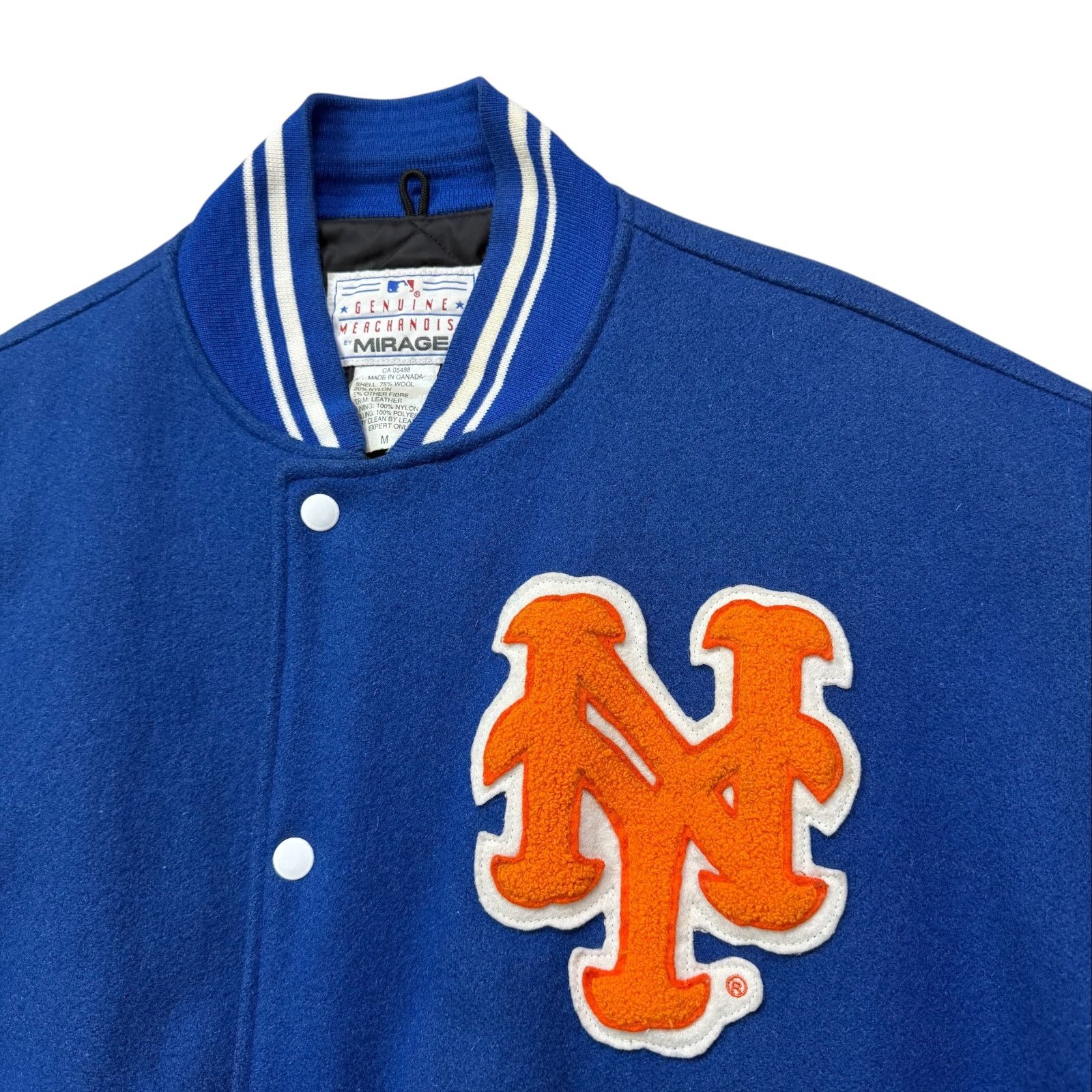 MLB VTG 90s NEW YORK METS MIRAGE VARSITY JACKET WOOL LEATHER Size US M / EU 48-50 / 2 - 2 Thumbnail