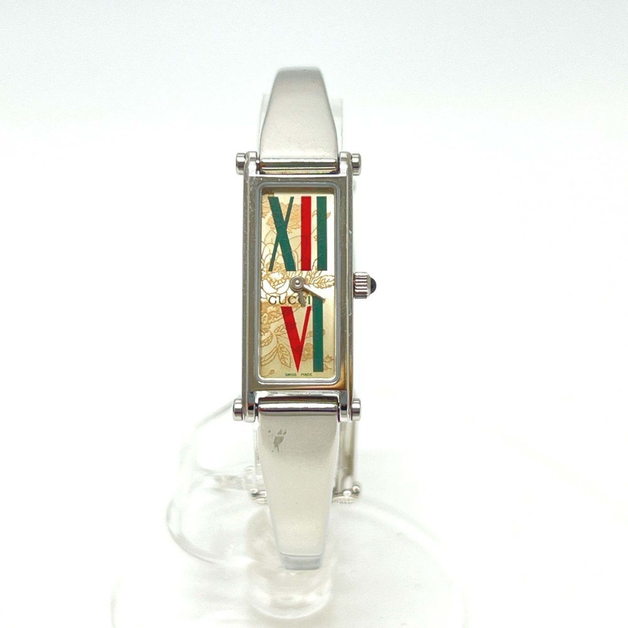 GUCCI 1500L Square Bangle Watch Quartz Movement Stainless Steel Women's Silver