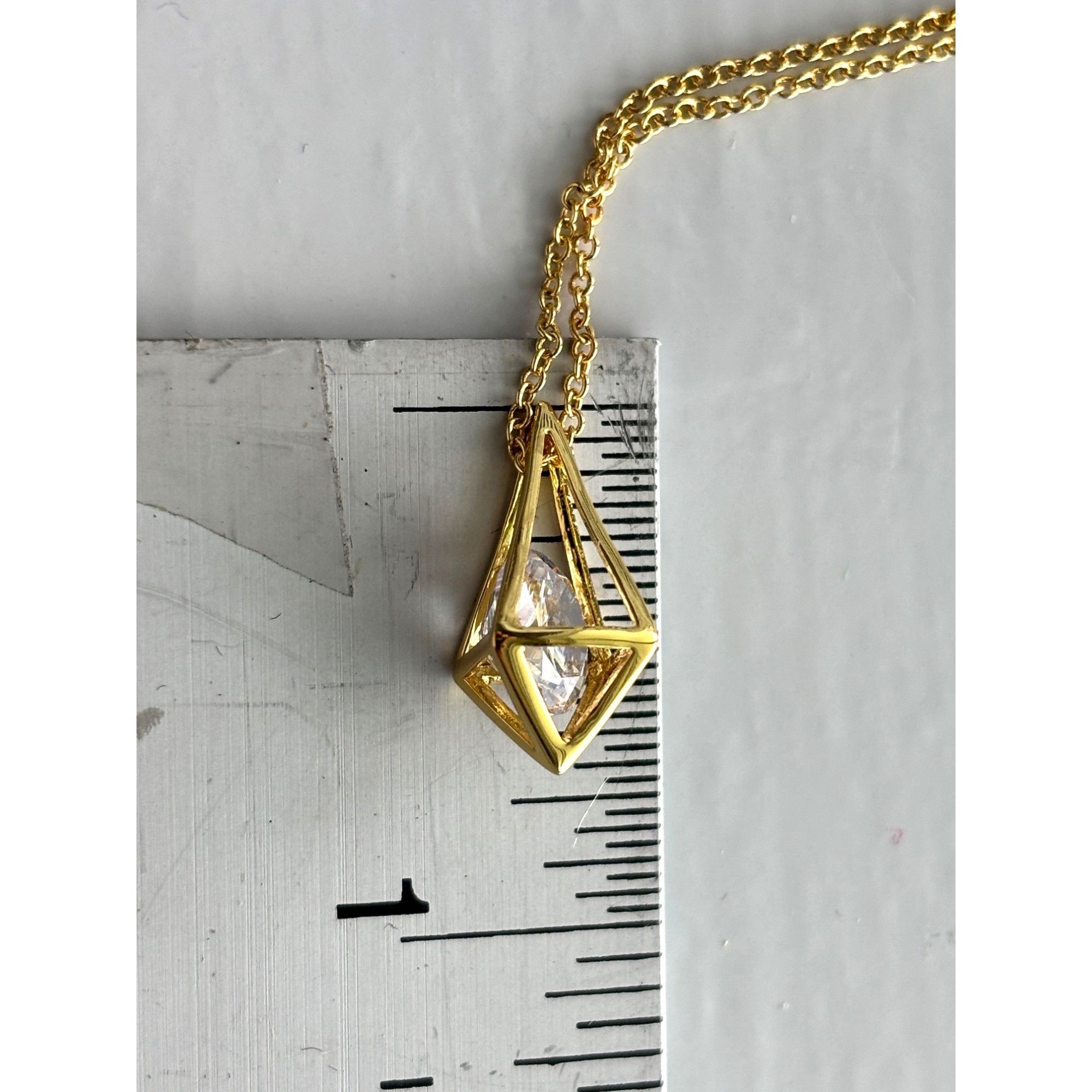 Other Gold Plated Geometric Pendant Necklace With Clear Crystal On Size ONE SIZE - 3 Thumbnail