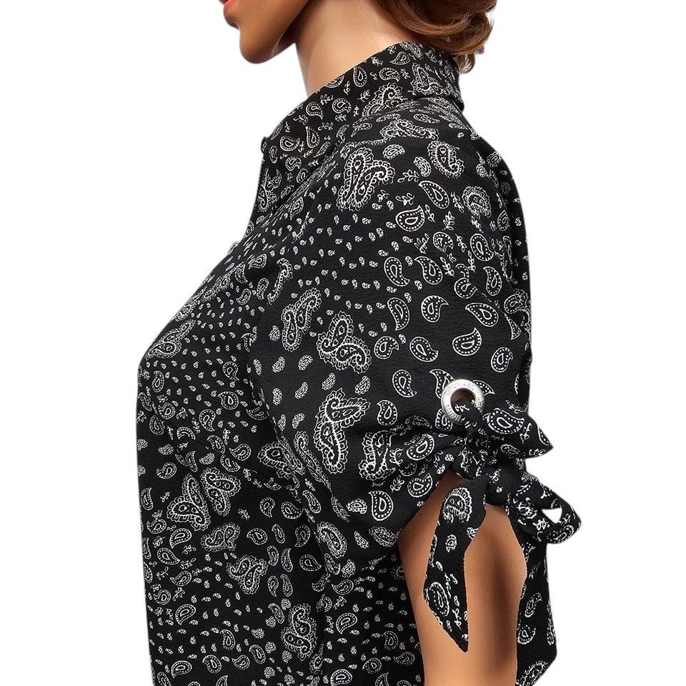 Michael Kors Michael Kors Blouse Paisley Grommet & Tie Sleeve Zip Front S Size S / US 4 / IT 40 - 9 Thumbnail