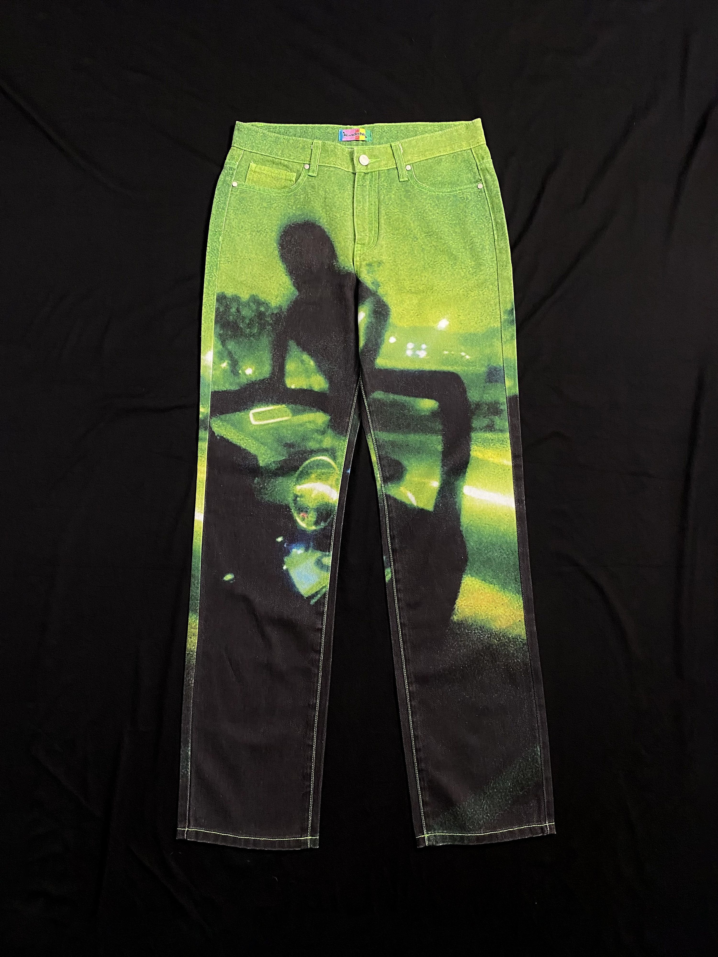 Other Deadstock Wonderful Night Dream Neon Green Print Jeans 30 Size US 30 / EU 46 - 1 Thumbnail