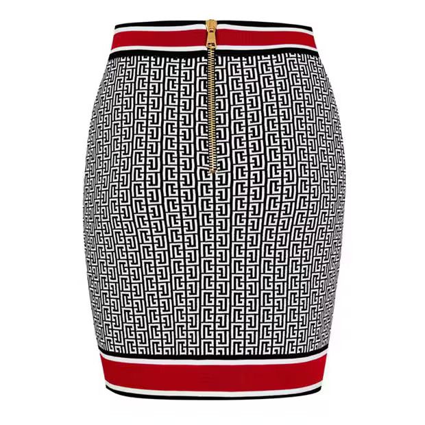 Balmain o1g2r1mq0924 Monogram Mini Skirt in Multicolor Size 31" - 2 Thumbnail