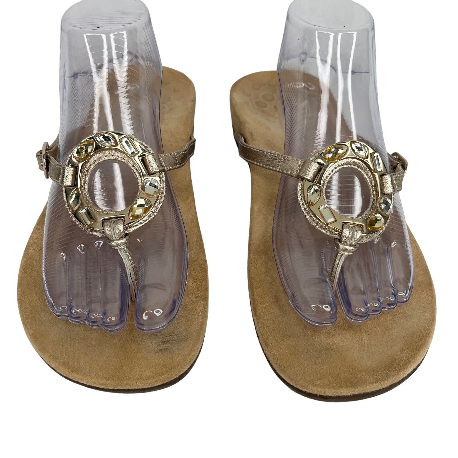 Vionic Vionic Ricci Orthotic Leather Thong Sandals 10 Gold Size US 10 / IT 40 - 2 Thumbnail