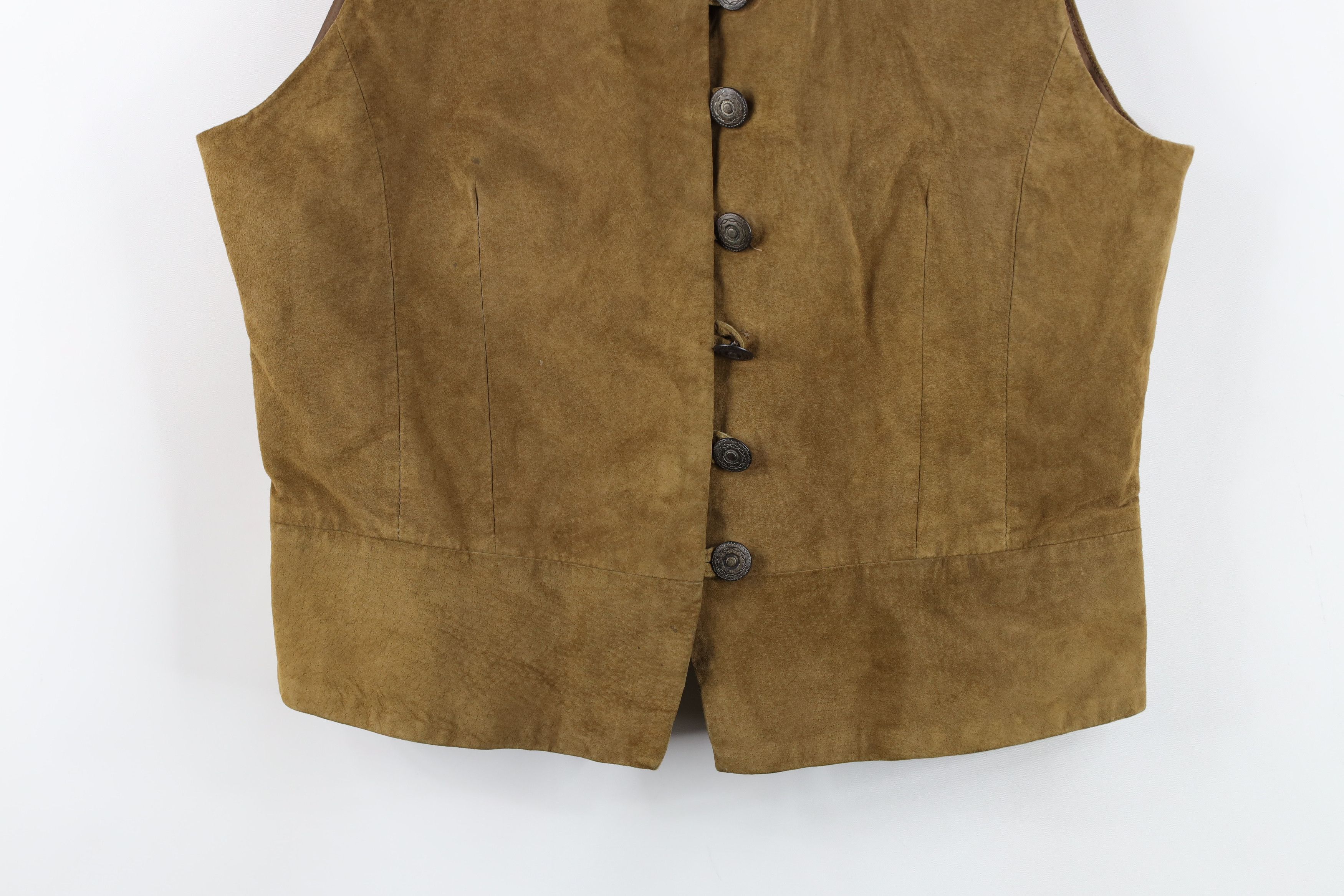 Vintage Vintage 90s Streetwear Suede Leather Button Vest Jacket Size XL / US 12-14 / IT 48-50 - 3 Thumbnail