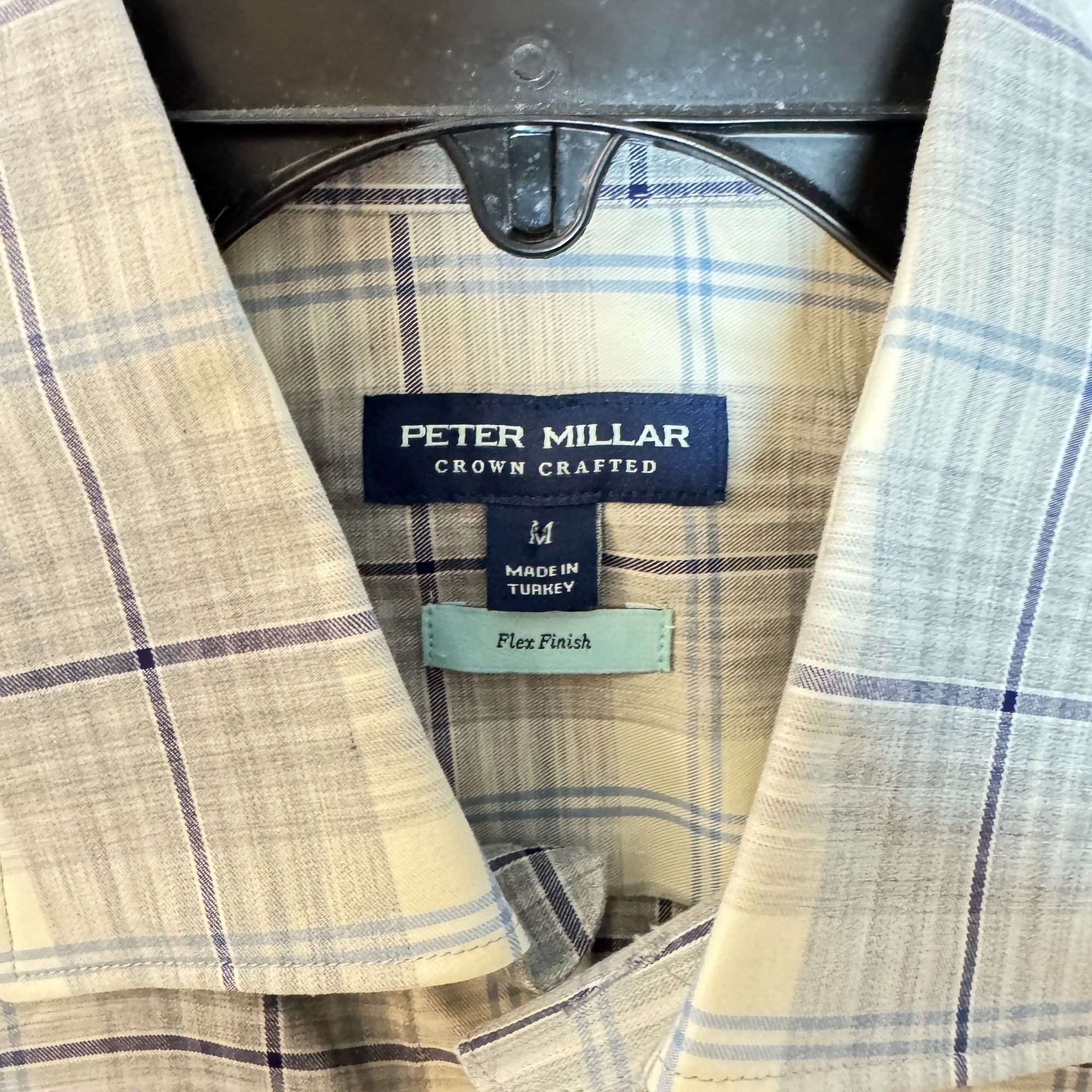 Peter Millar Crown Crafted Shirt Size M Flex Finish Plaid Gr