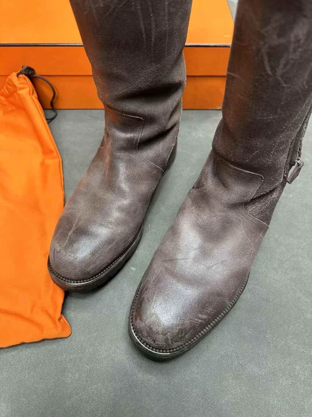 Hermes Hermes Knee-High Vintage Distressed Lambskin Boots 9 Size US 9 / EU 42 - 3 Thumbnail