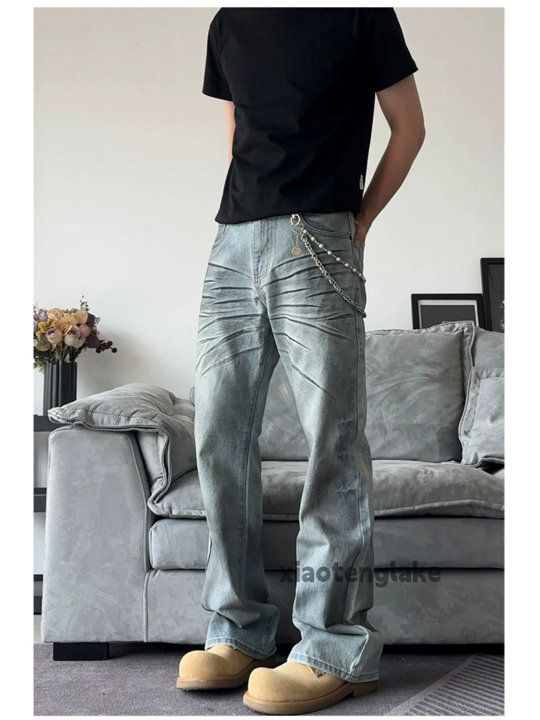 Jean × Vintage Unisex washed faded cleanfit punk grunge bootcut jeans Size US 32 / EU 48 - 1 Thumbnail