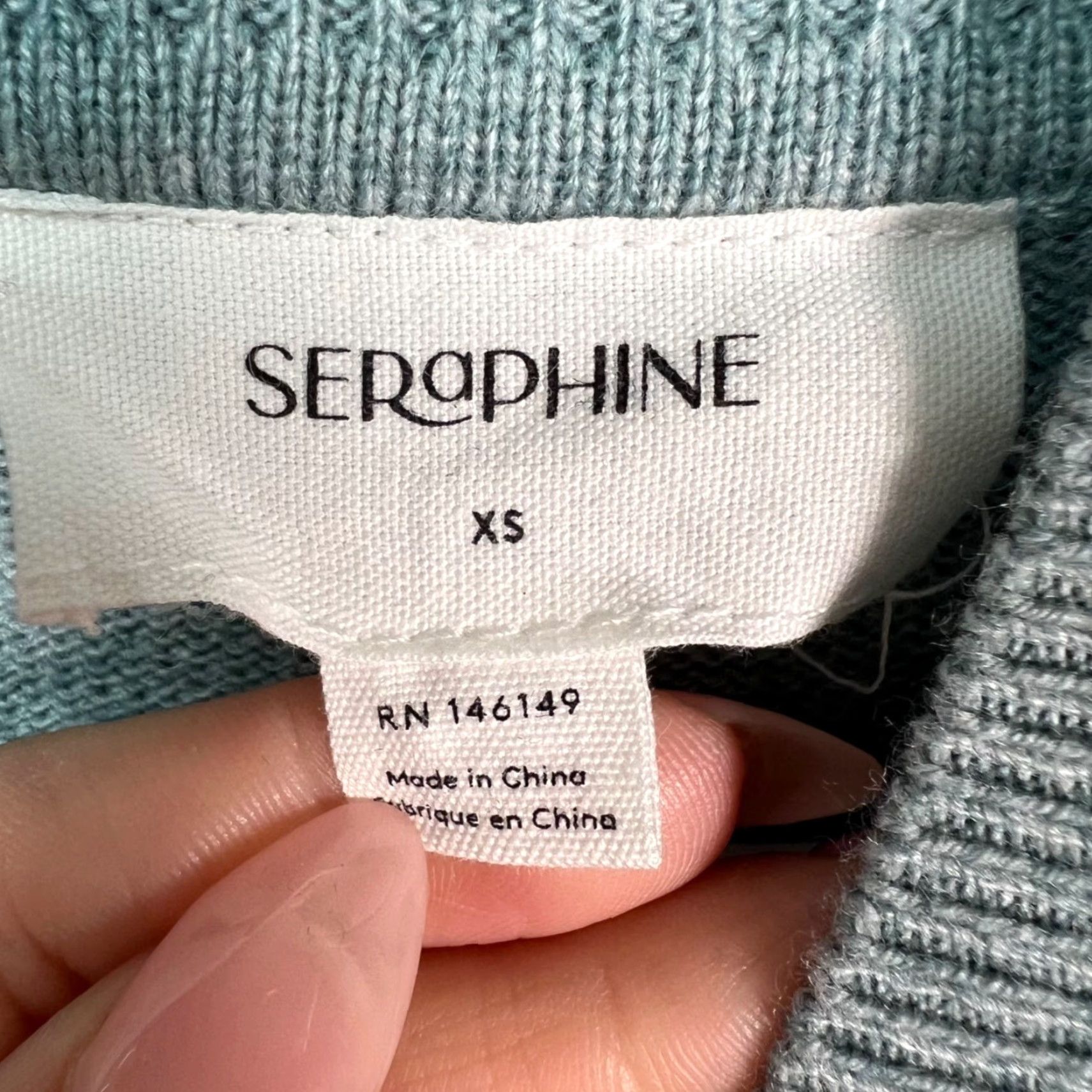 Vintage Seraphine Womens XS Maternity Sweater Dress Light Green Knit Viscose Blend - Solid Knit Mock Neck Long Sleeve Knee Length Casual Dress Size XS / US 0-2 / IT 36-38 - 3 Thumbnail