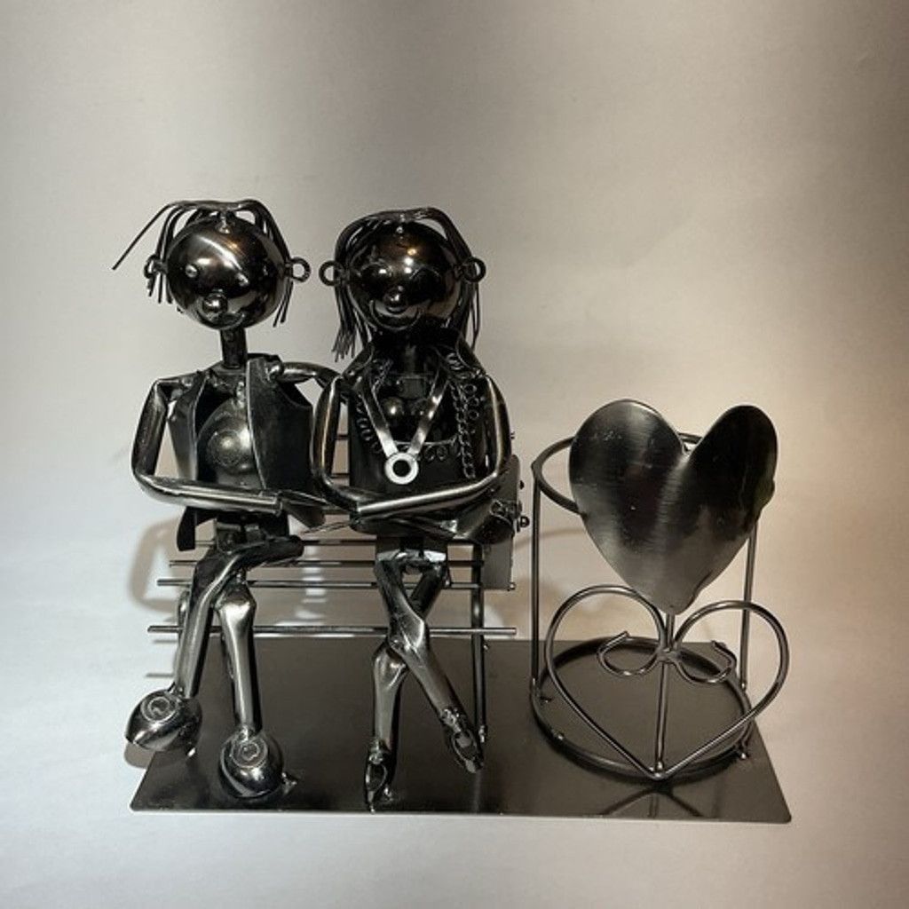 Other Statue Love Couple On The Bench Wine Bottle/Candle Holder Size ONE SIZE - 23 Thumbnail