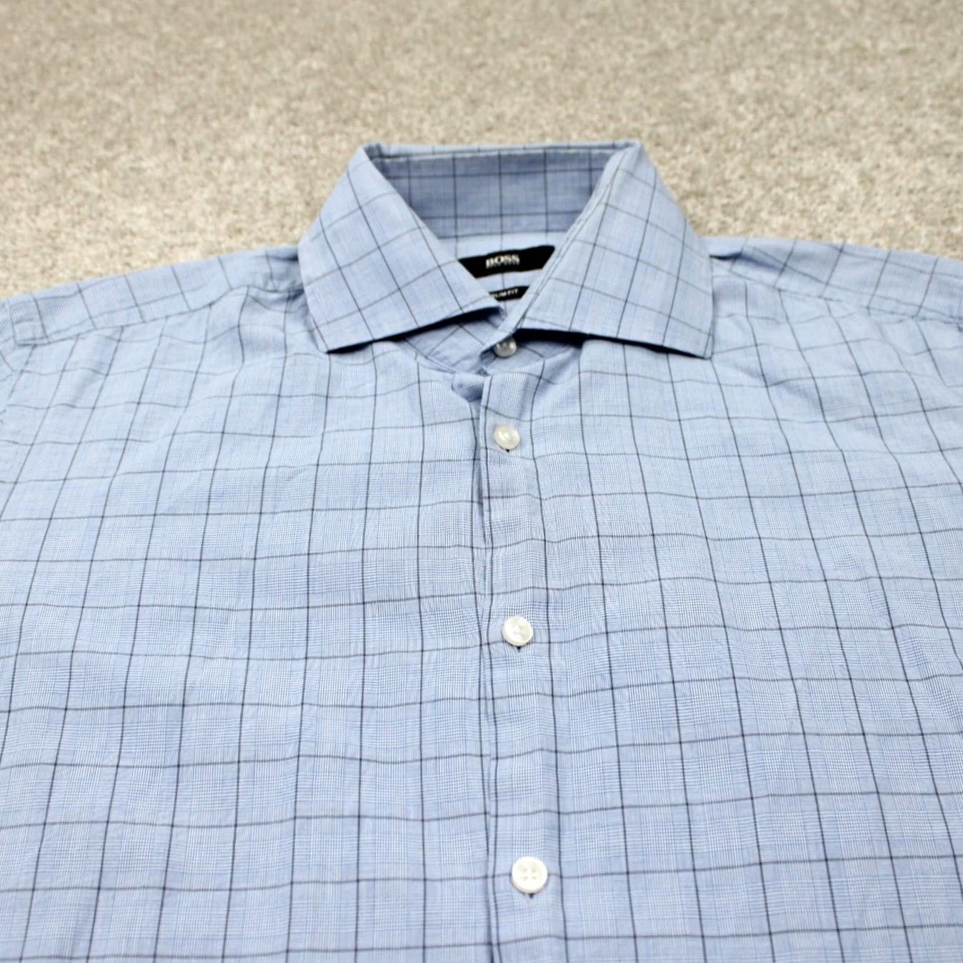 Hugo Boss HUGO BOSS Prince Shirt Mens 15 1/2, 39 Blue Slim Fit L/S Cotton Button Up Dress Shirt Shirt Mens Blue Slim Cotton Blue 80s? Size US L / EU 52-54 / 3 - 5 Thumbnail