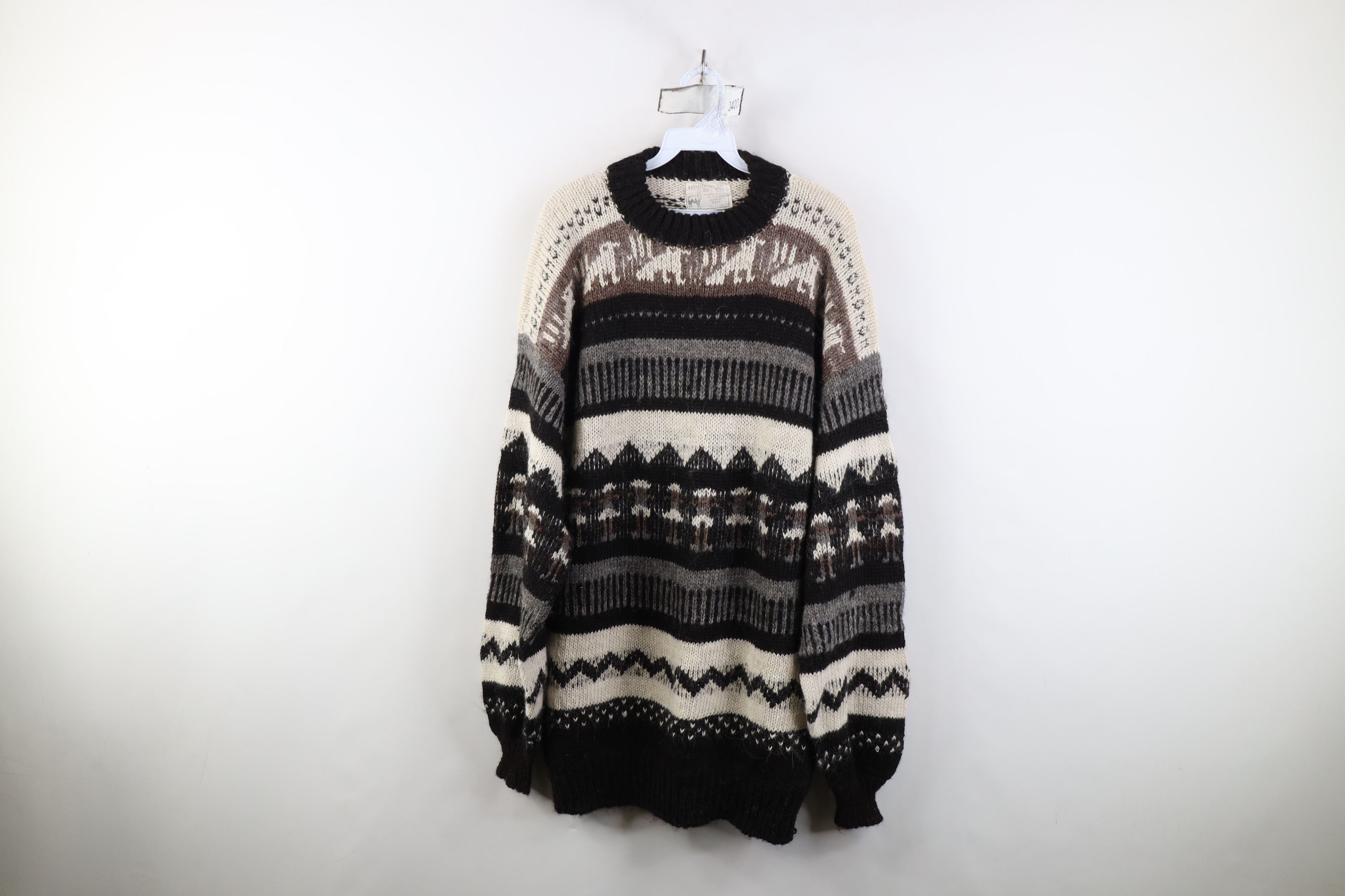 Vintage Vintage 90s Streetwear Fair Isle Knit Sweater Earth Tone Size US L / EU 52-54 / 3 - 1 Thumbnail