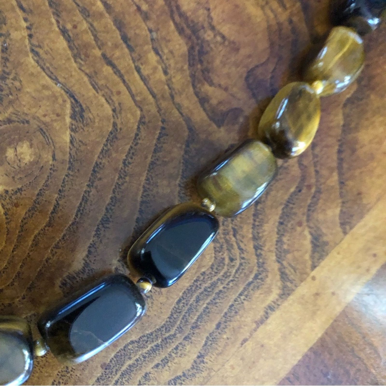 Vintage Vintage chunky polished genuine tiger eye stone 925 necklace Size ONE SIZE - 10 Thumbnail