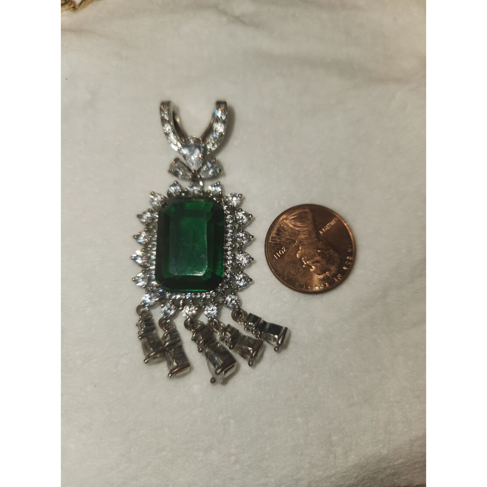 Other vintage fabulous silver tone green & clear stones very large Size ONE SIZE - 8 Thumbnail