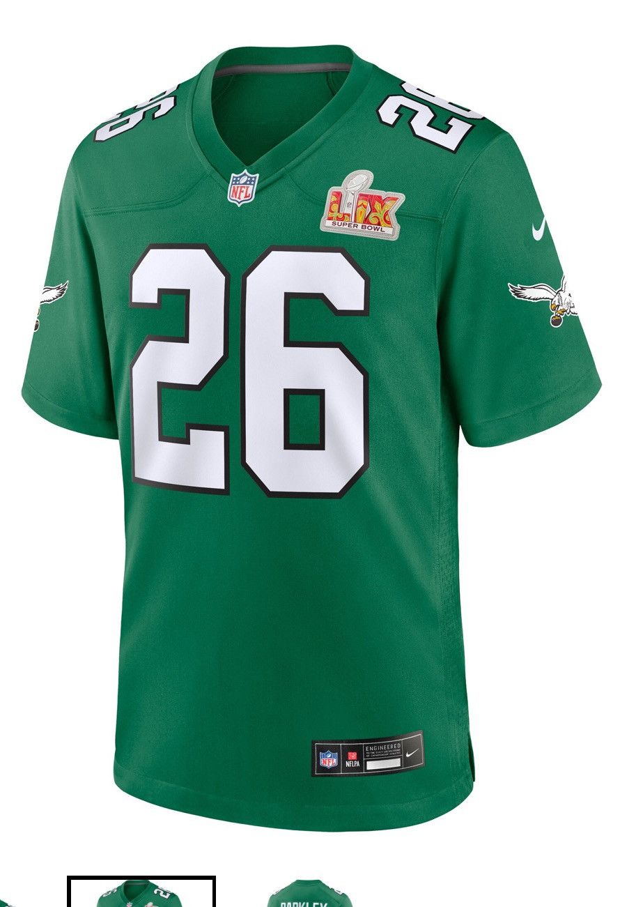 Nike Kelly Green SB LIX Saquon Barkley Jersey: Game Jersey Size US XL / EU 56 / 4 - 1 Thumbnail