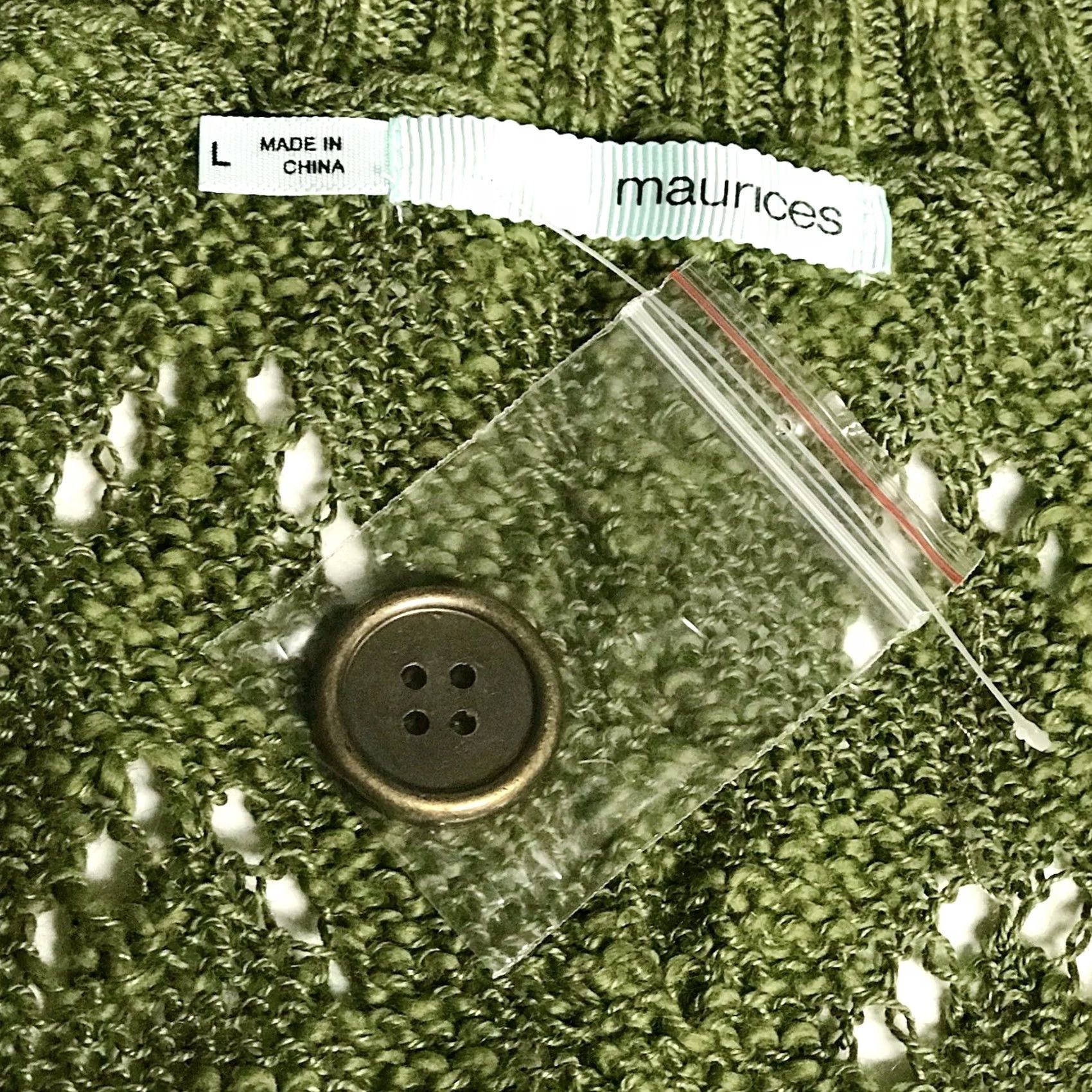 Vintage Maurices Women Olive Green Empire Waist Open-Knit Cap Sleeve Tunic Sweater L Size L / US 10 / IT 46 - 3 Thumbnail