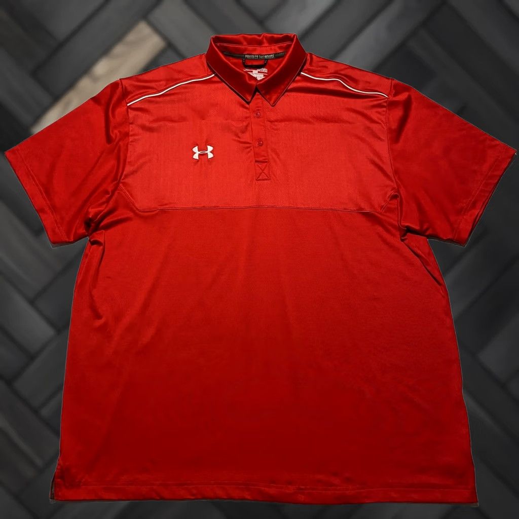 Under Armour Under Armour Mens XL Red HeatGear Loose Fit Short Sleeve Golf Polo Shirt Size US XL / EU 56 / 4 - 1 Thumbnail