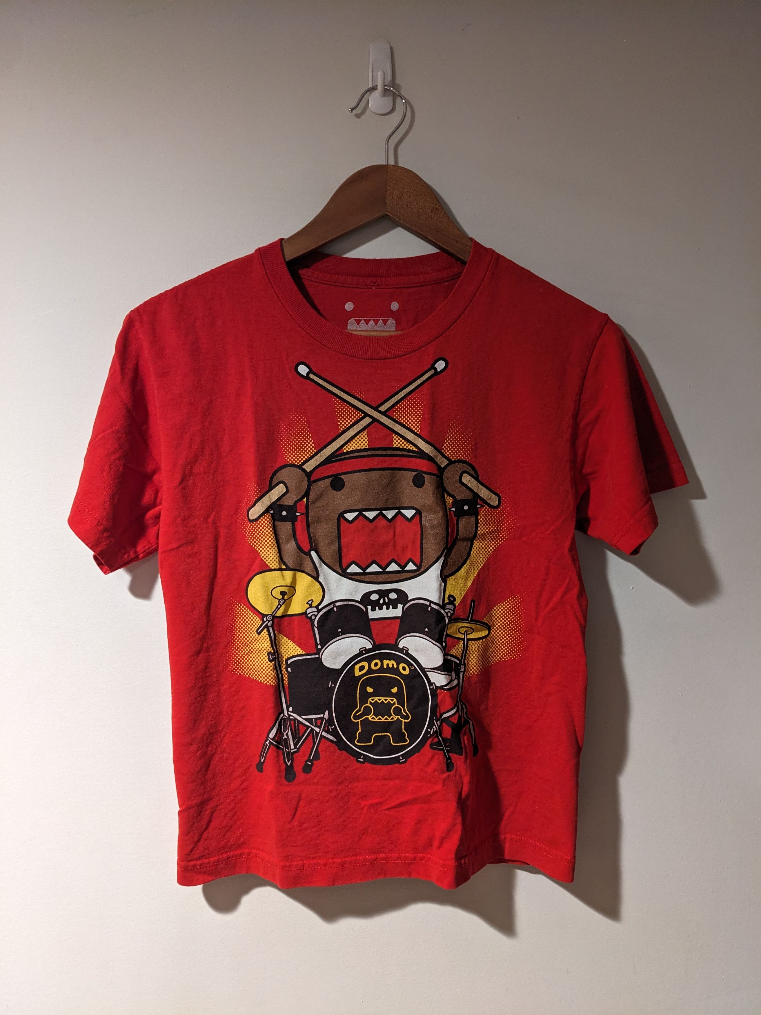 Vintage Domo Japanese Drummer Size 10/12 Red Kids T-Shirt