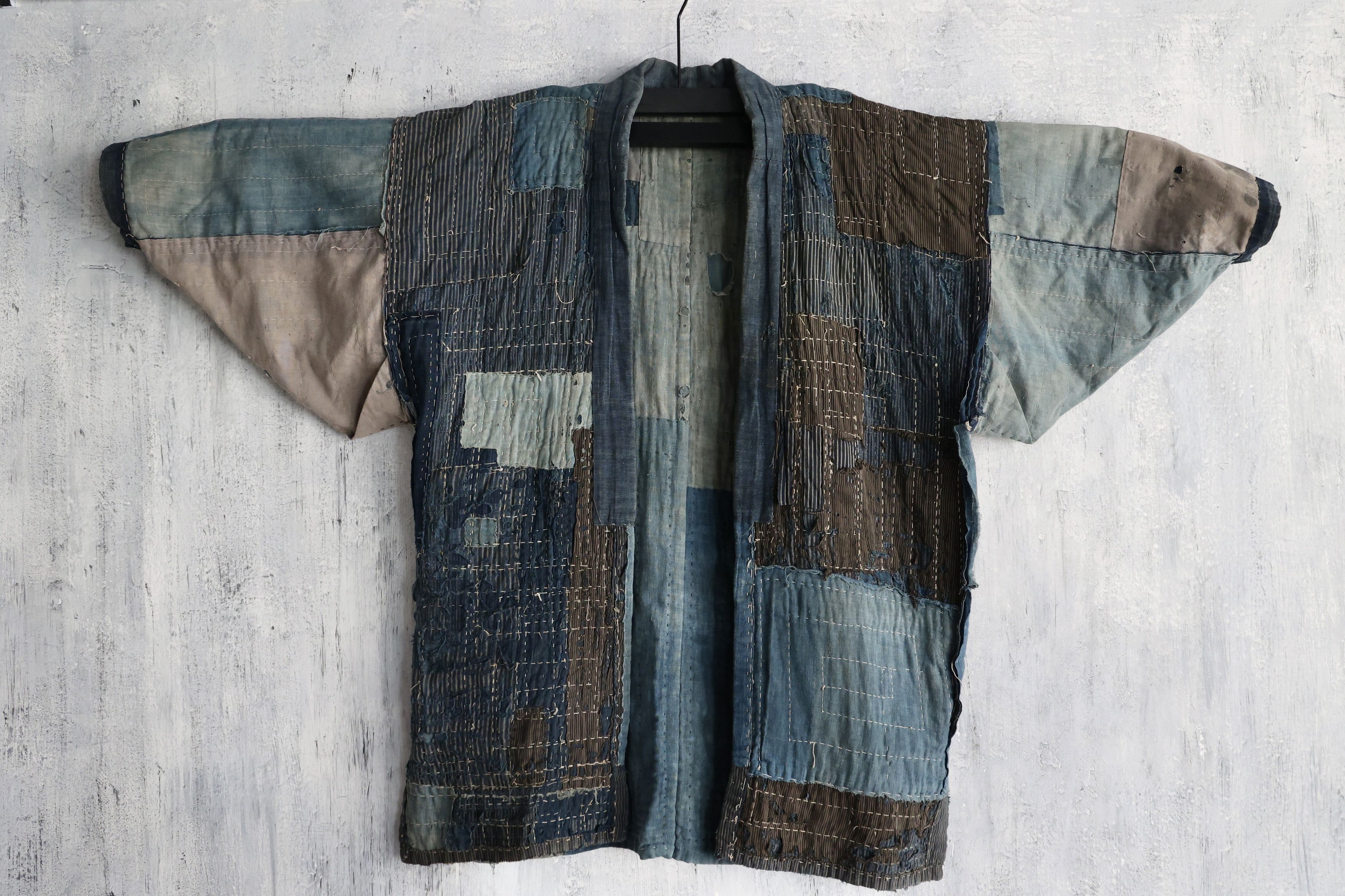 image of Hanaindigohk Sashiko Patchworks Boro Noragi Japanese Antiques Edo Era in Indigo, Men's (Size Small)