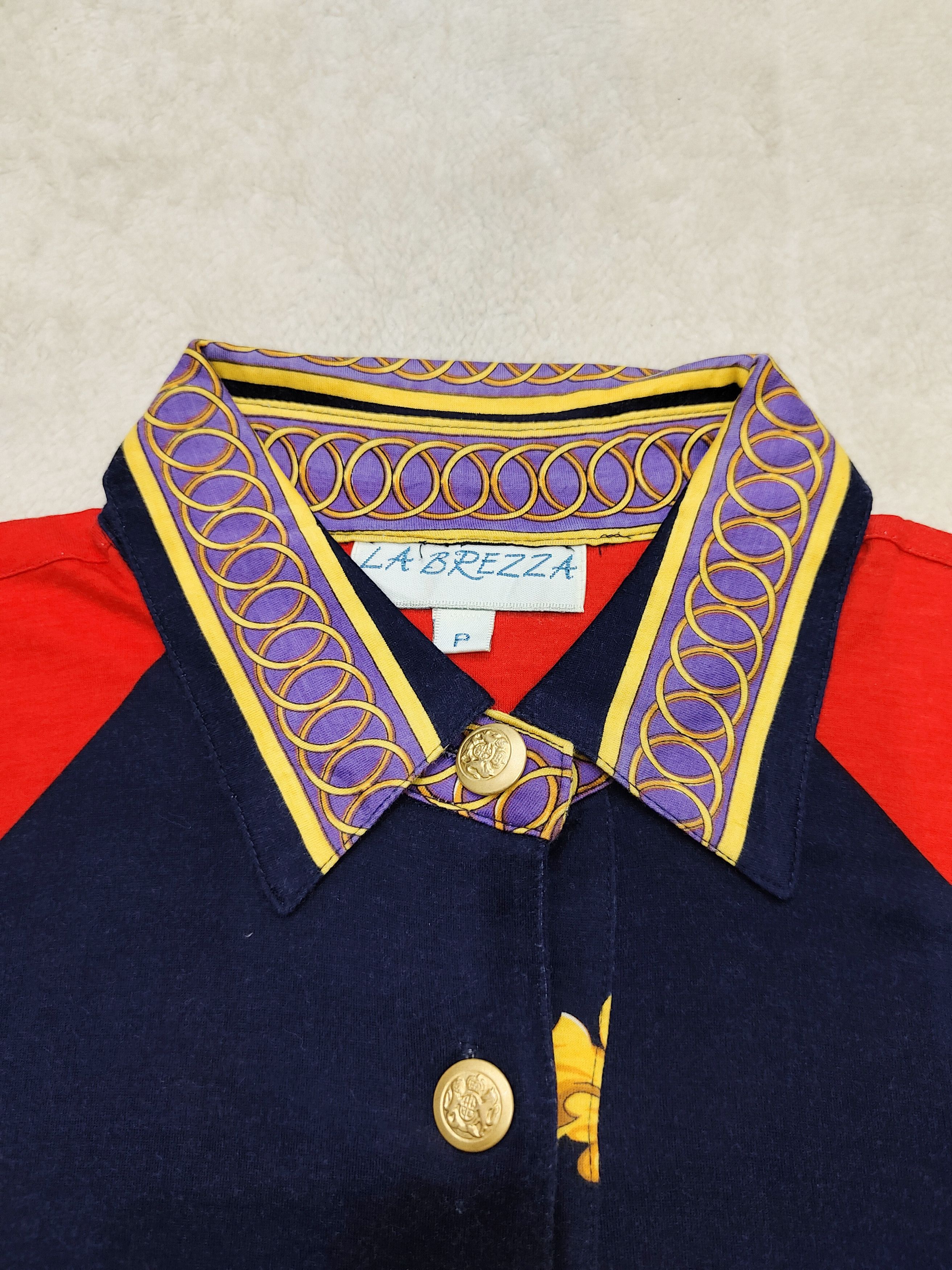 Japanese Brand 90s La Brezza- Ornamental Baroque Colourblock Polo Shirt Size US M / EU 48-50 / 2 - 5 Thumbnail